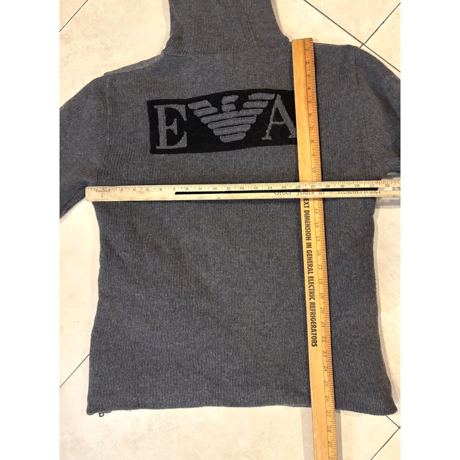 Emporio Armani Emporio Armani Sweater Mens M Gray Hooded 1/4 Zip Toggle EVA Logo Knit Pullover Long Sleeve Pockets Heavyweight Classic Casual Size US M / EU 48-50 / 2 - 7 Thumbnail