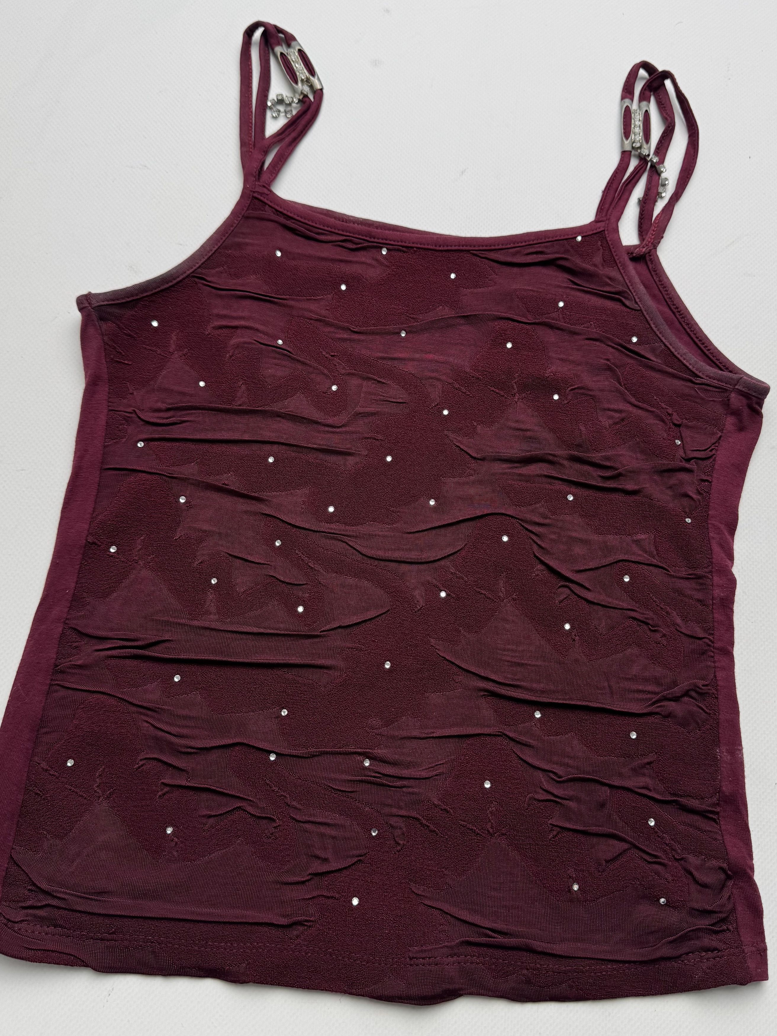 Vintage Vintage Cami Top Rhinestone Straps Sleeveless Tank E2 Size XS / US 0-2 / IT 36-38 - 2 Thumbnail