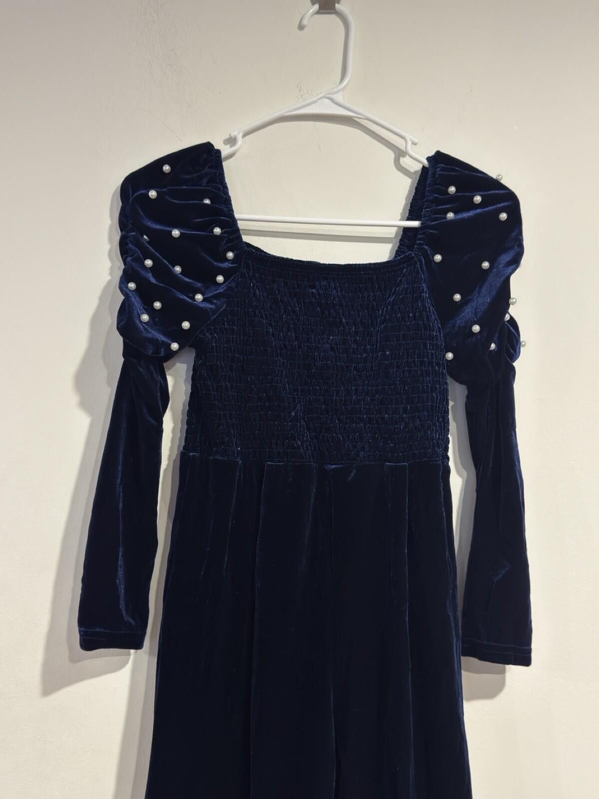 Other Girls Velvet Pearl Beaded Wide Leg Jumpsuit Square Neck(10Y) Size 30" / US 8 / IT 44 - 2 Thumbnail