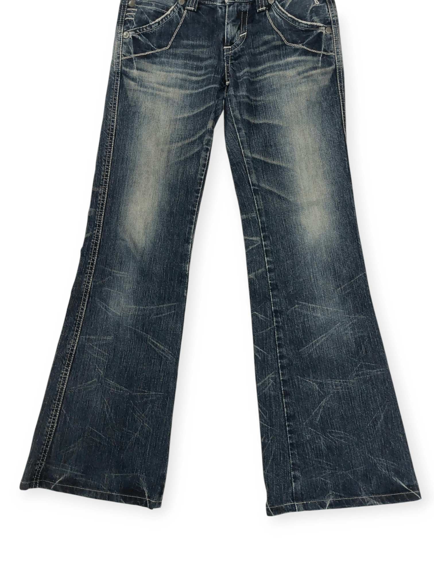 Edwin × Japanese Brand Flare Edwin 503 Blue Trip Buckle Back Denim Size 28" / US 6 / IT 42 - 5 Thumbnail