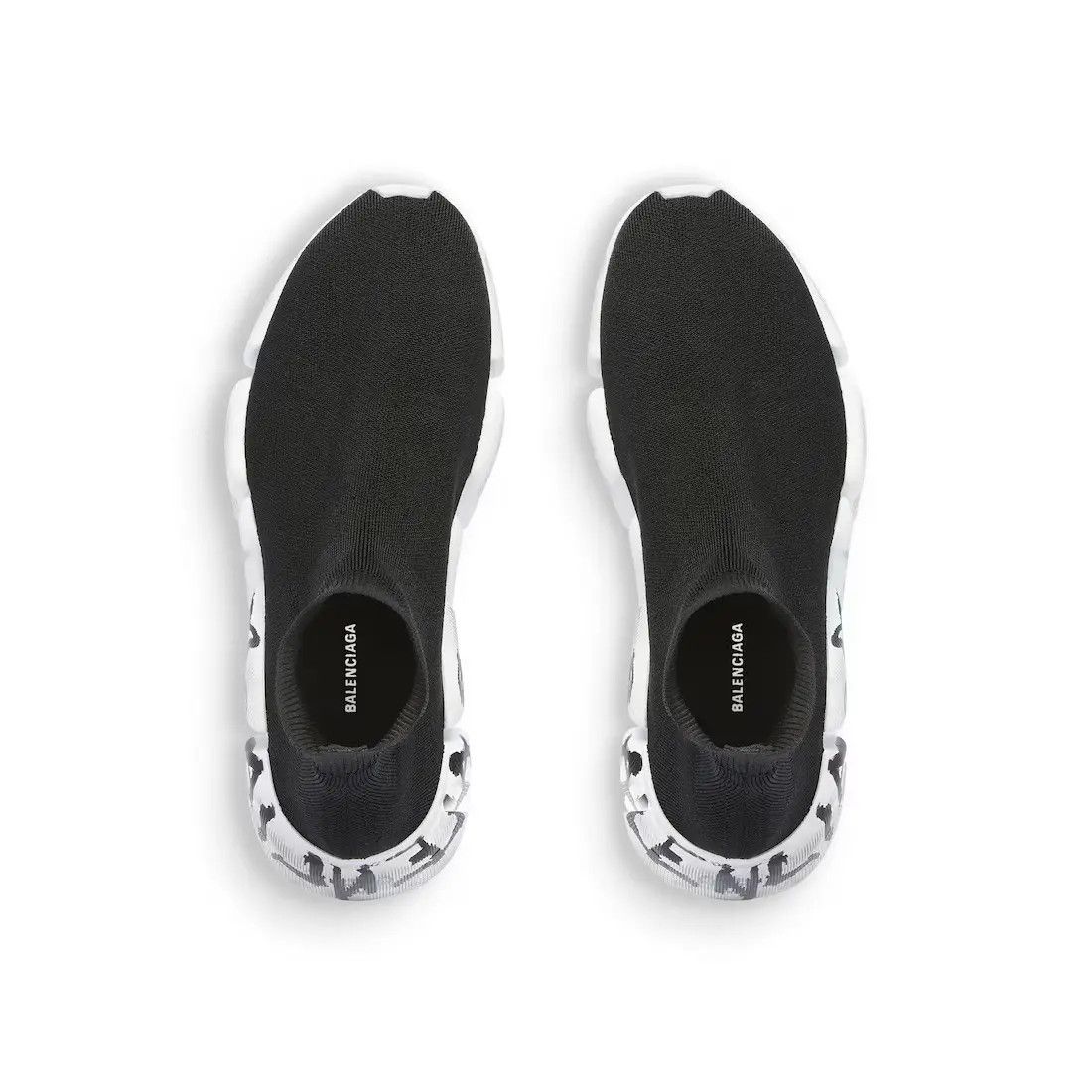 Balenciaga o1mt1gz0425 Speed 2.0 Graffiti Recycled knit Sneakers Black Size US 4 / IT 34 - 6 Thumbnail