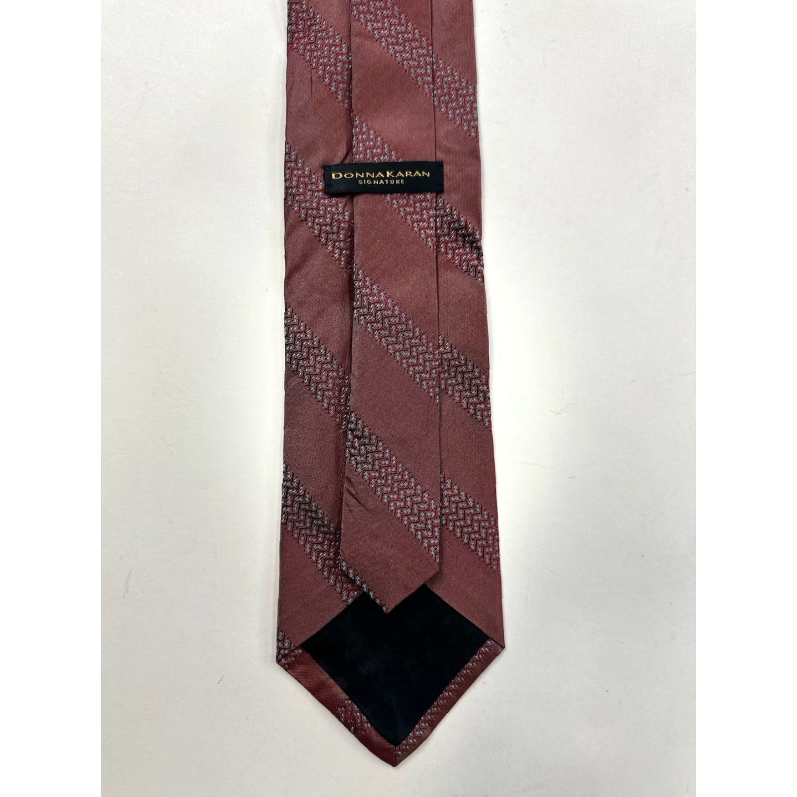 Donna Karan Vintage Donna Karan Neck Tie Men’s 56” Red Striped Silk USA Size ONE SIZE - 3 Thumbnail