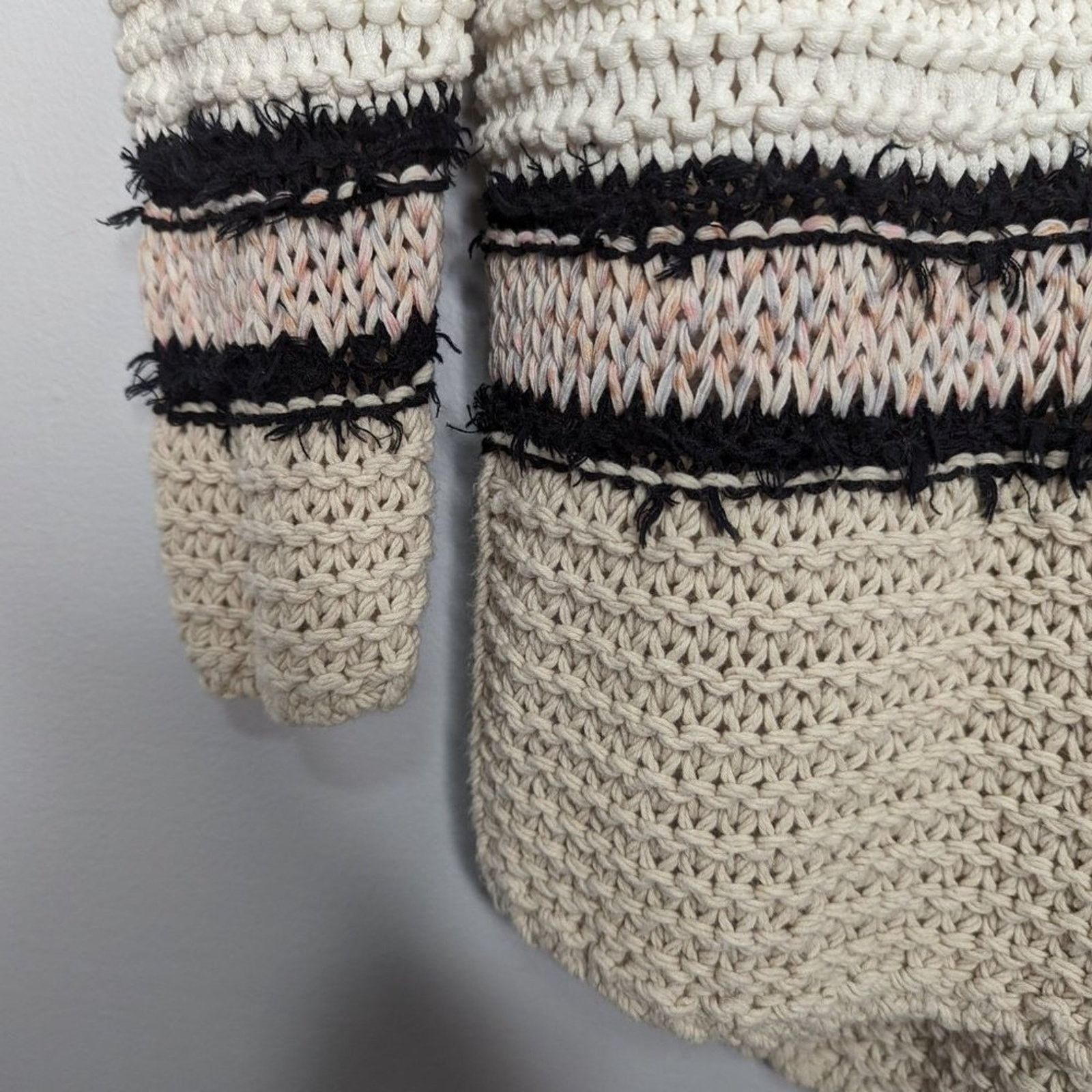 Rag & Bone Rag & Bone Beige Striped Open Knit Oversized Sweater Hoodie Size XXS / US 00 / IT 34 - 5 Thumbnail