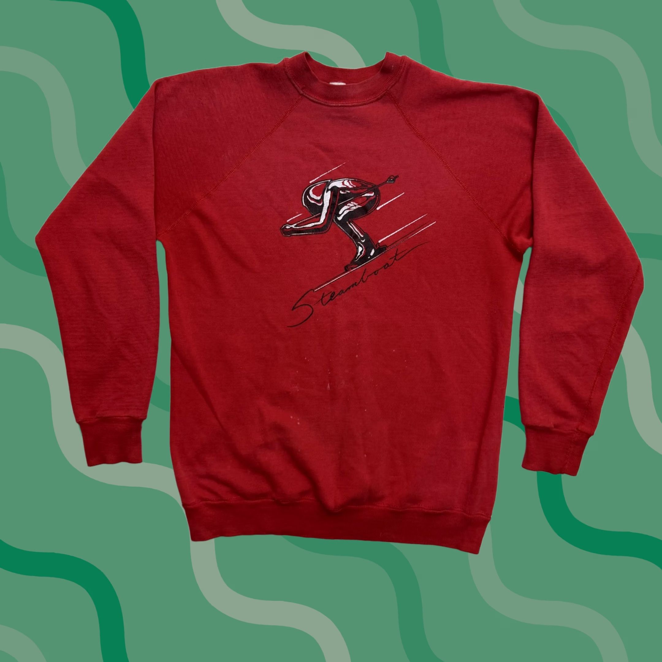 Vintage VINTAGE Steamboat Ski Sweatshirt Mens M Red Graphic Fleece Raglan Pullover Size US M / EU 48-50 / 2 - 1 Thumbnail