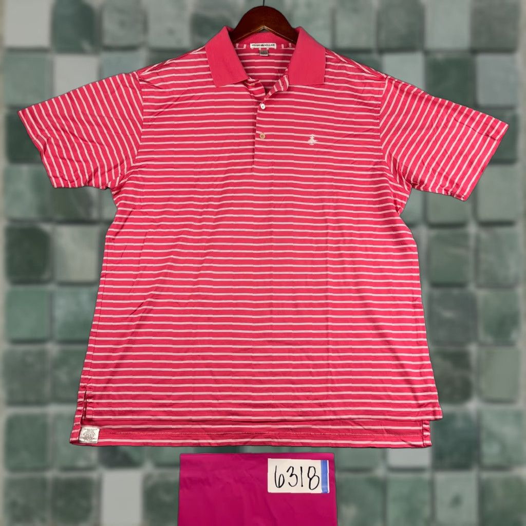 Peter Millar Peter Millar Polo Shirt Large Pink White Striped Casual Golf Mens Size US L / EU 52-54 / 3 - 1 Thumbnail