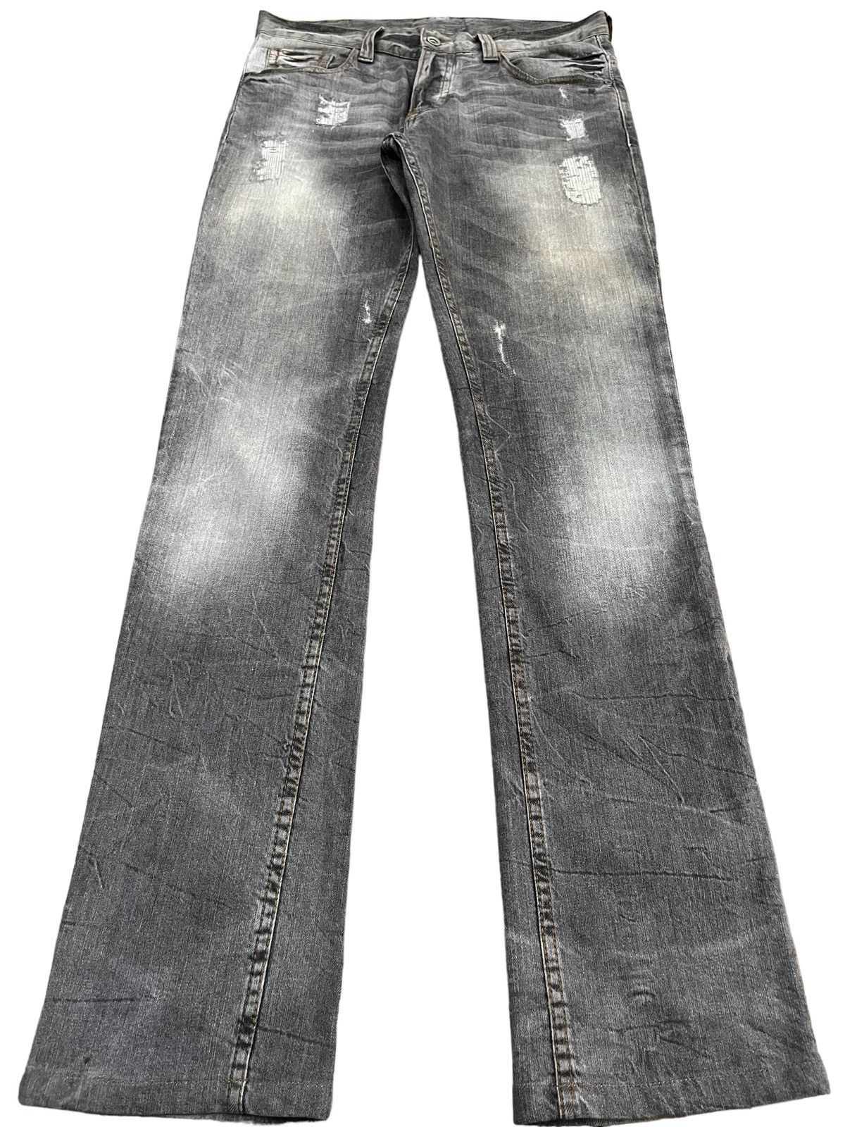 Zara Vintage Zara Trafaluc Buttonfly Distressed Black Faded Jeans Size US 31 - 1 Thumbnail