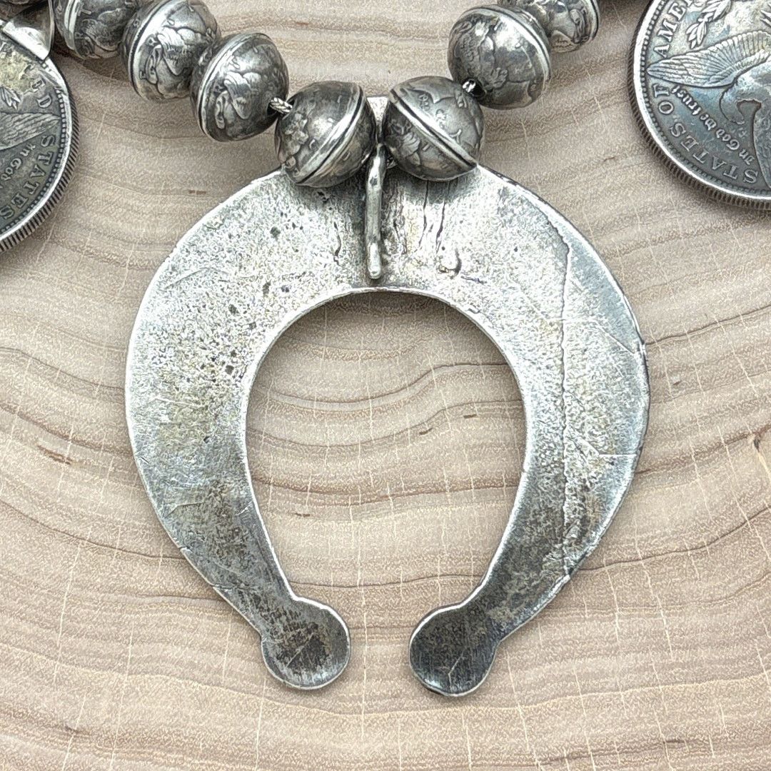 Native 1970s Native American NAVAJO Naja Necklace Morgan Dollars Size ONE SIZE - 4 Thumbnail