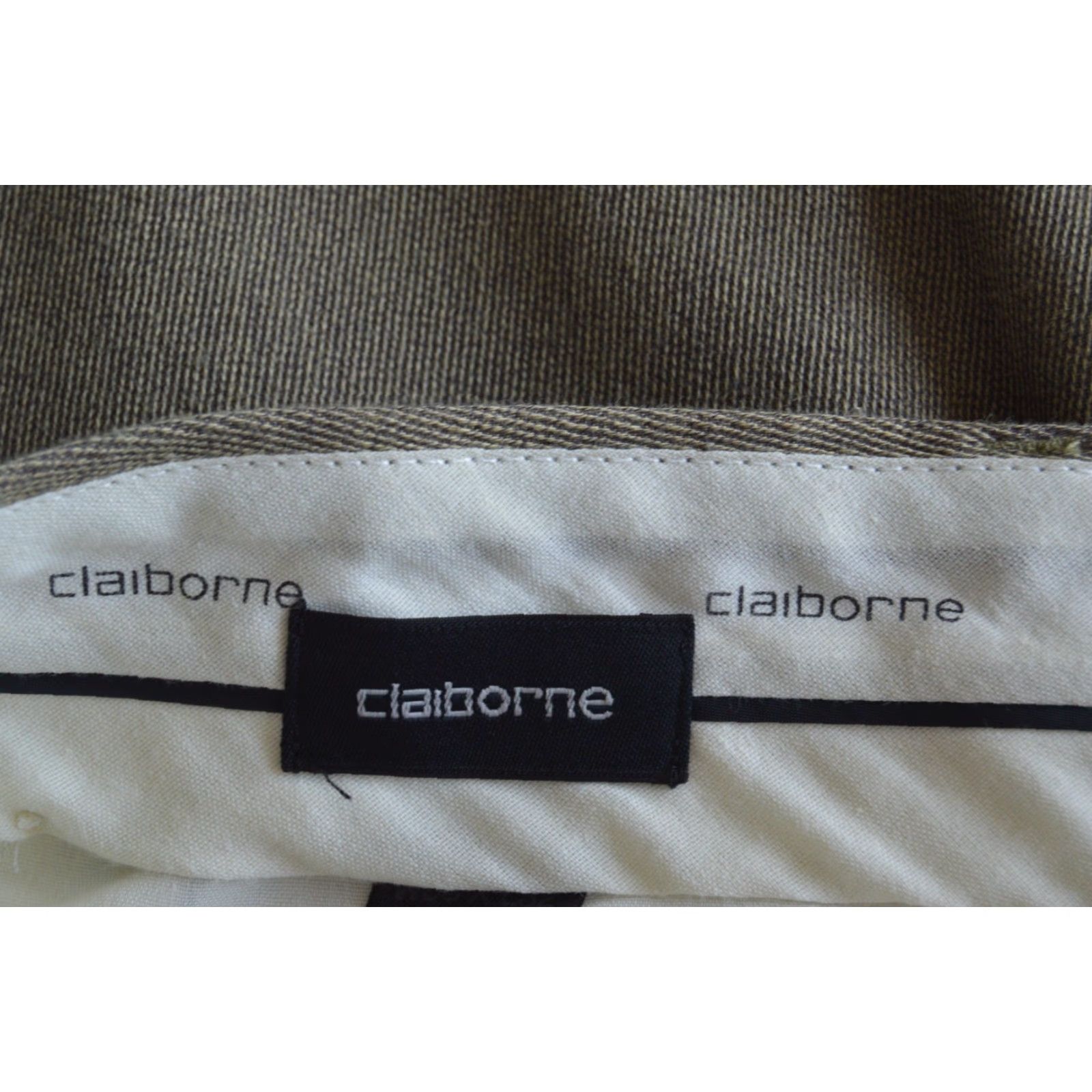 Liz Claiborne Claiborne Mens Dress Pants 36x32 Taupe Cuffed Pleated Front Straight Leg Beig e Polyester Slack Trousers Size US 36 / EU 52 - 6 Thumbnail