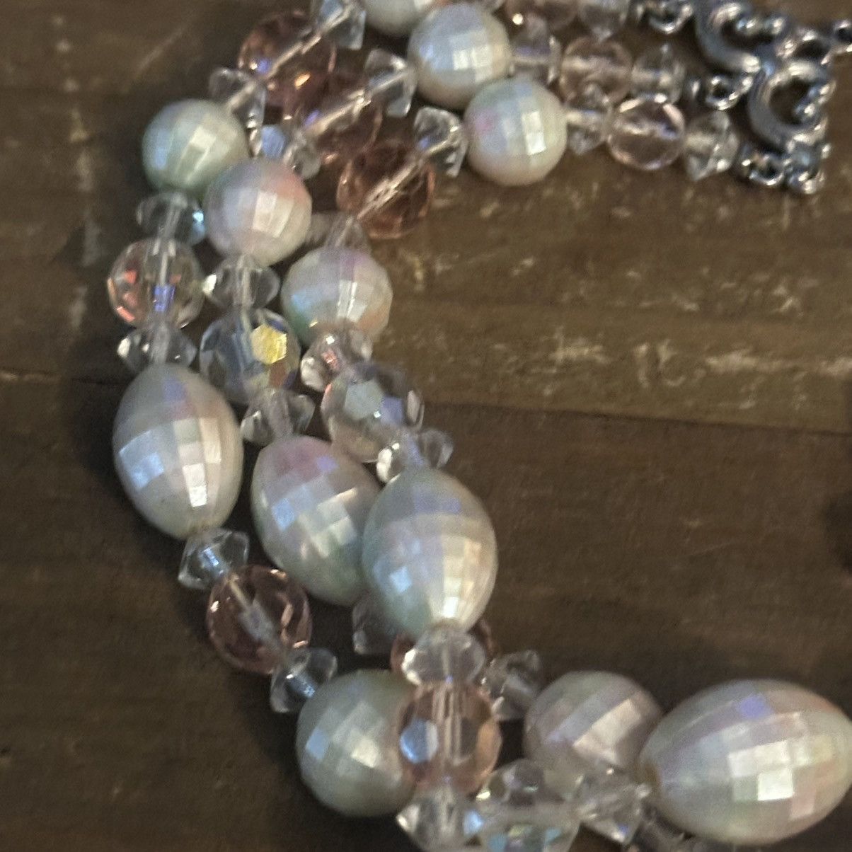 Vintage Vintage mosaic mother of pearl crystal bead choker necklace Size ONE SIZE - 6 Thumbnail