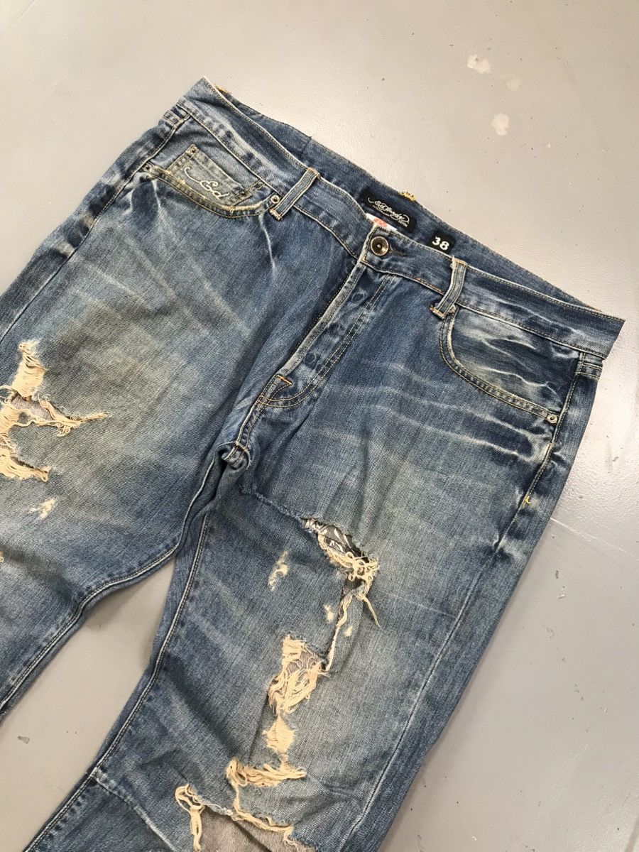 Christian Audigier × Ed Hardy × Vintage Vintage Edhardy distressed skull 💀 embroidered denim Size US 41 - 5 Thumbnail