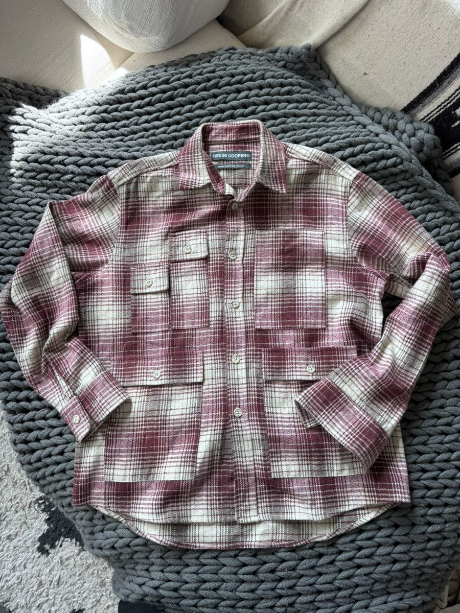 image of Reese Cooper “S/s ‘22 Fresh Air” Flannel Shirt in Light Maroon, Men's (Size Small)