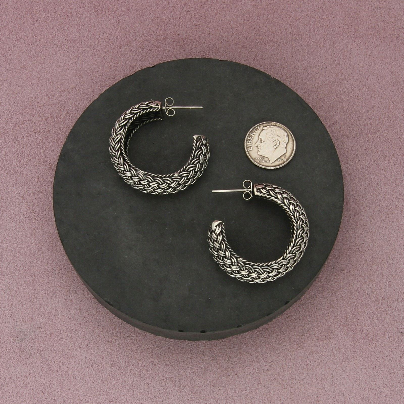 Sterling Silver sterling silver vintage woven hoop earrings Size ONE SIZE - 2 Thumbnail