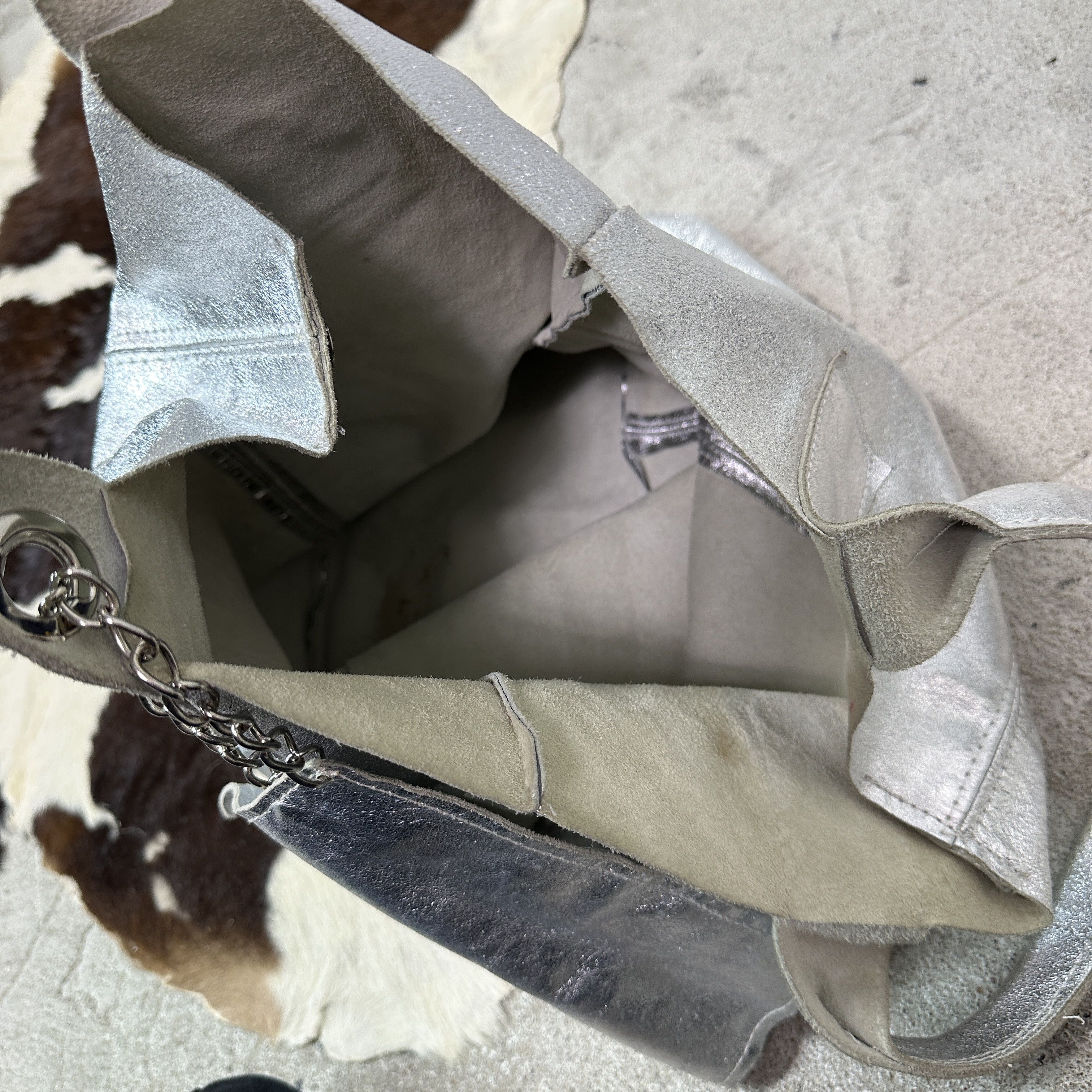 Vintage Vintage Leather Silver Chrome Hobo Bag Y2K Size ONE SIZE - 9 Thumbnail