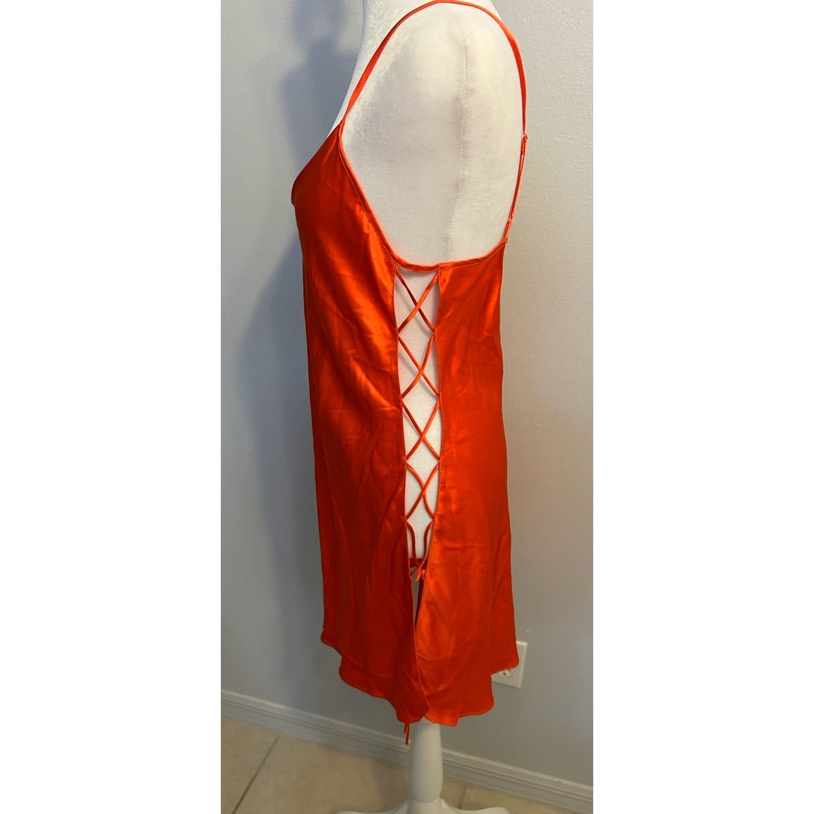 Victoria's Secret Victoria's Secret 100% Silk Slip Dress ORANGE Nightgown L Size ONE SIZE - 6 Thumbnail