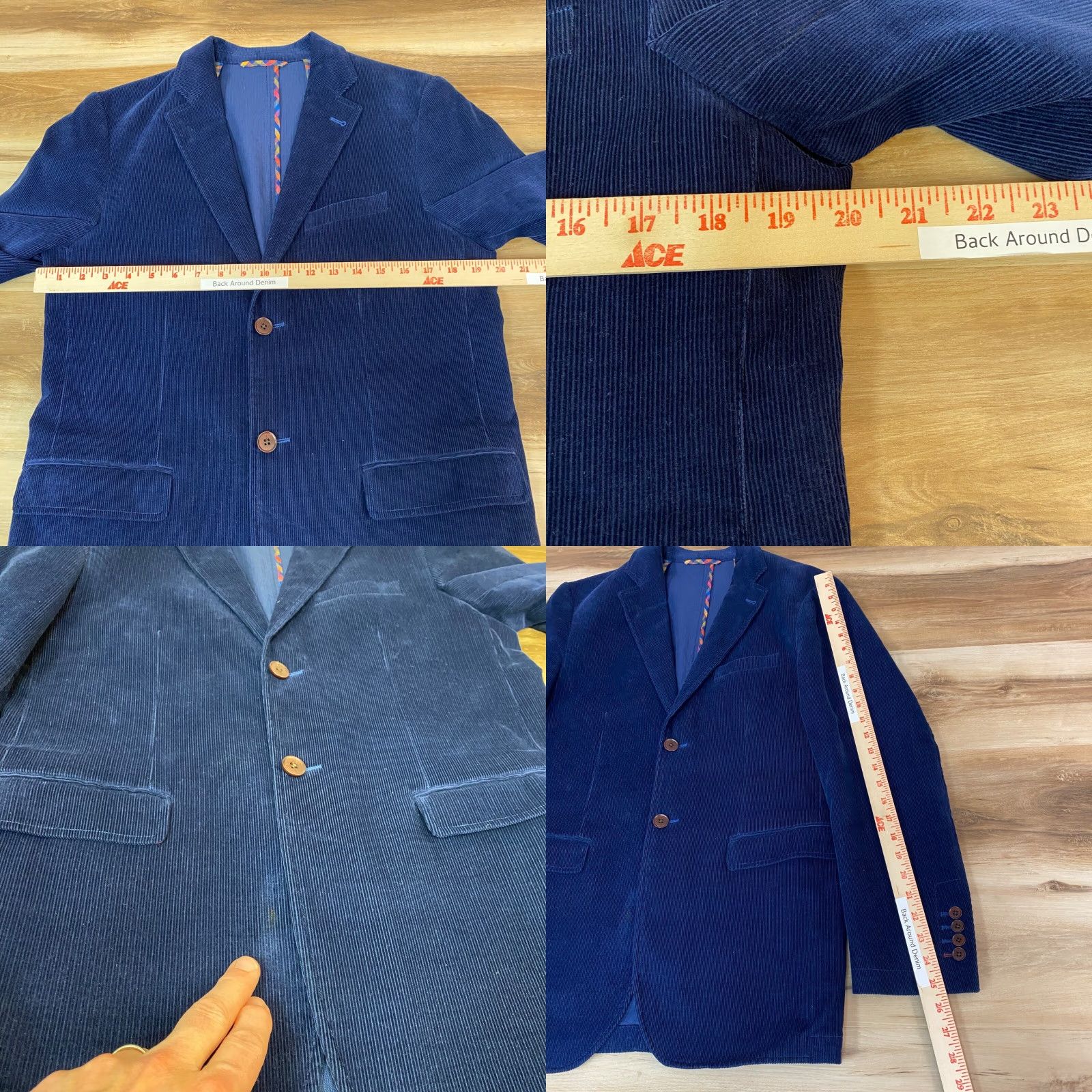 Charles Tyrwhitt Charles Tyrwhitt Blazer Mens 38R Corduroy Blue 2 Button Single-Breasted Classic Fit Coat Jacket Size 38R - 8 Thumbnail