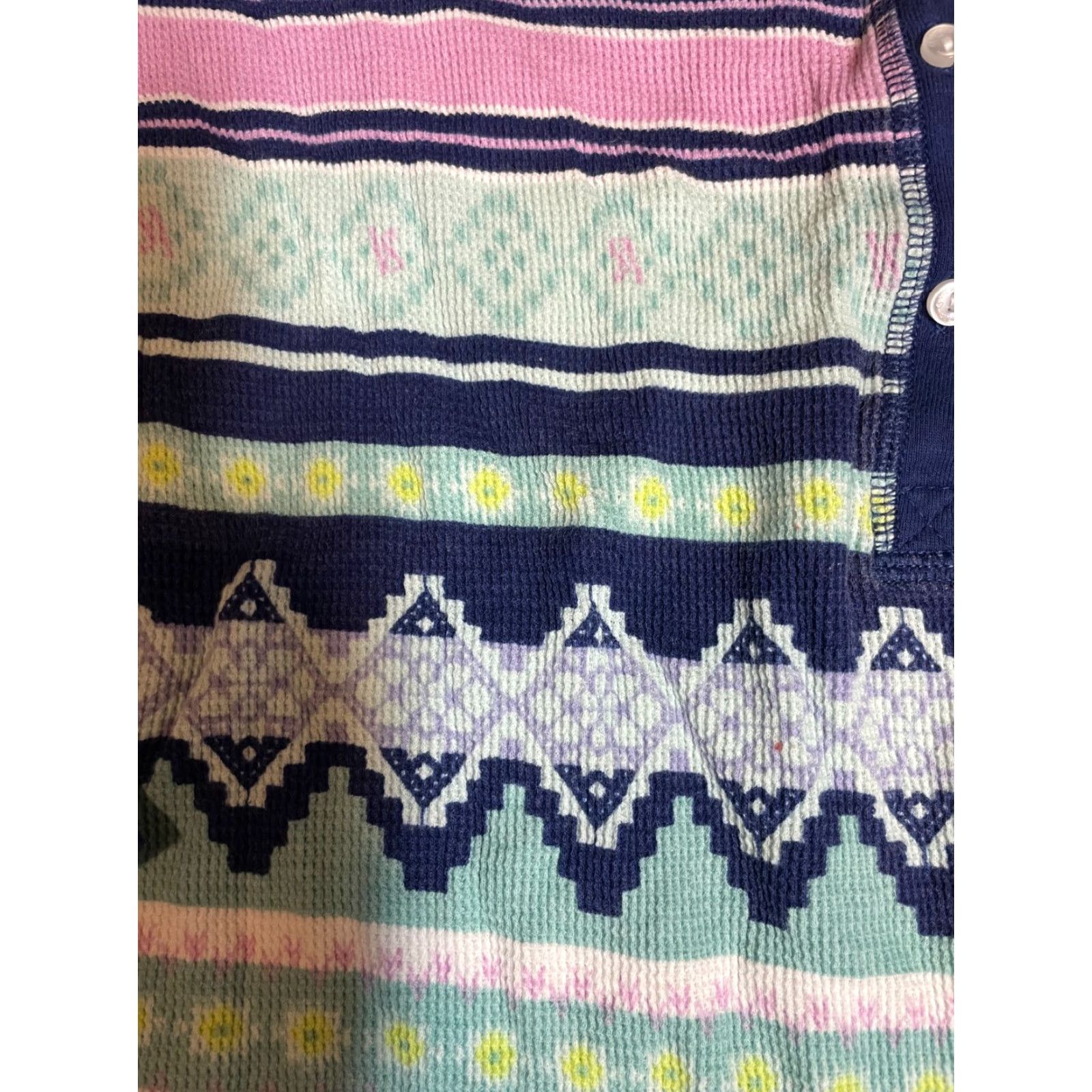 Victoria's Secret Victoria's Secret Sleepshirt Pajama Top Blue Pink Thermal Button S Womens Small Long Sleeve Sleep Shirt Size S / US 4 / IT 40 - 2 Thumbnail