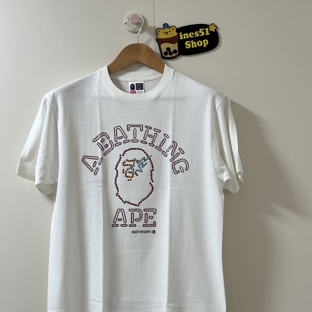 Bape A BATHING APE Credit Card Print Vintage T-Shirt White Size M 
