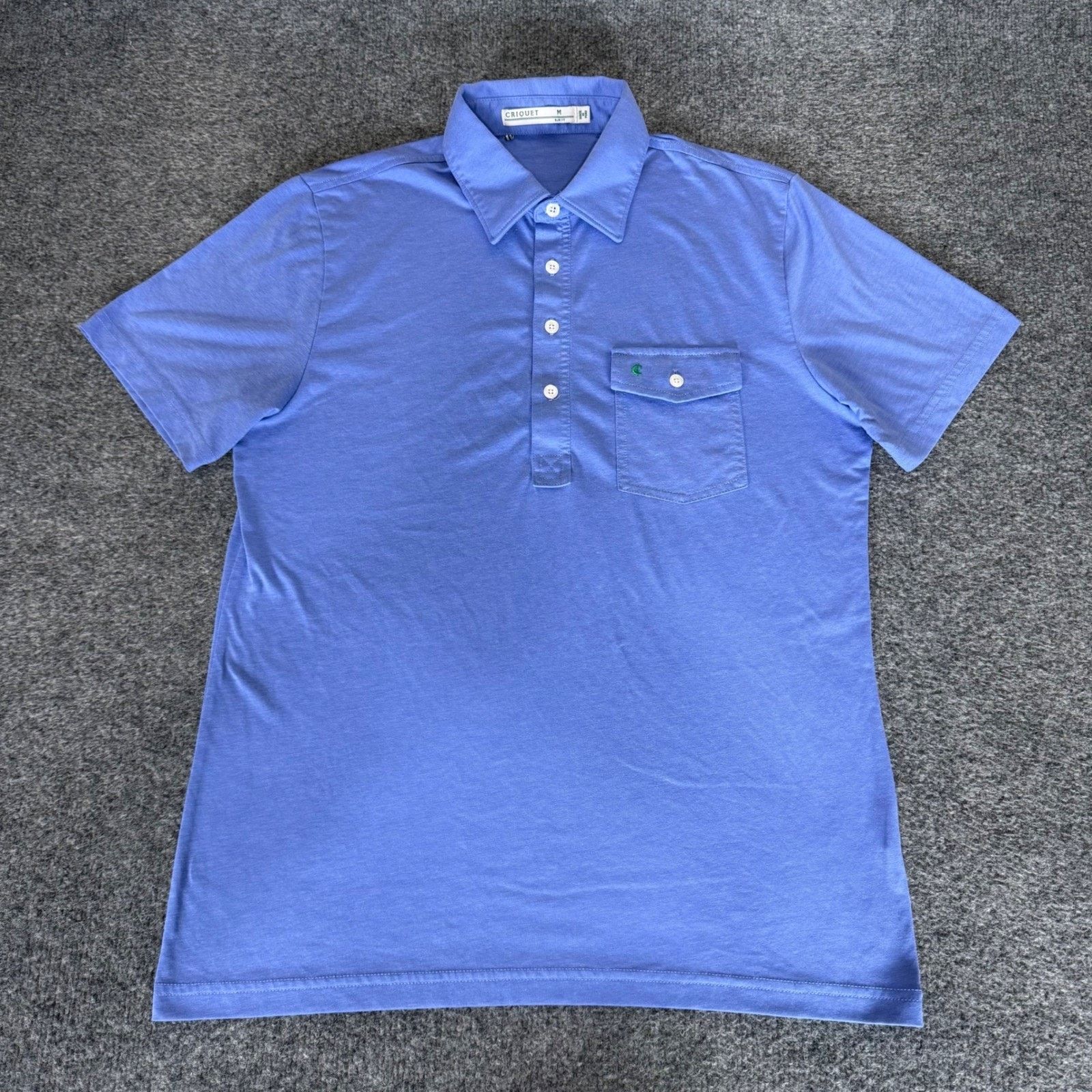 Criquet Criquet Mens Medium Blue Slim Fit Pima Polo Shirt Golf Size US M / EU 48-50 / 2 - 1 Thumbnail