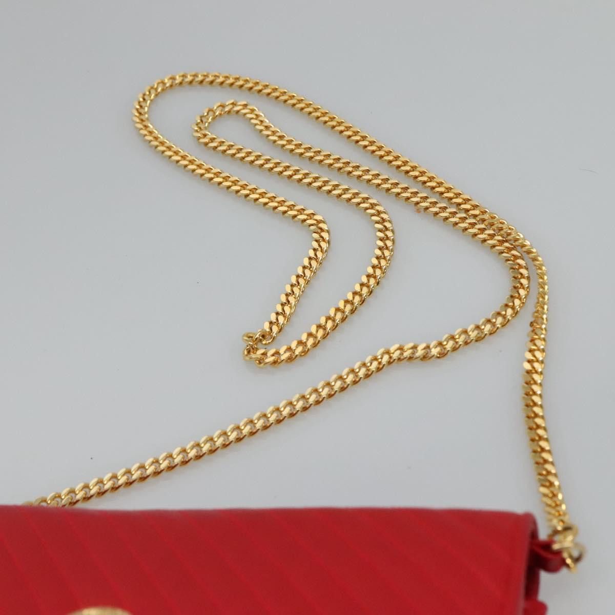 Celine CELINE Chain Shoulder Bag Leather Red Gold Size ONE SIZE - 8 Thumbnail