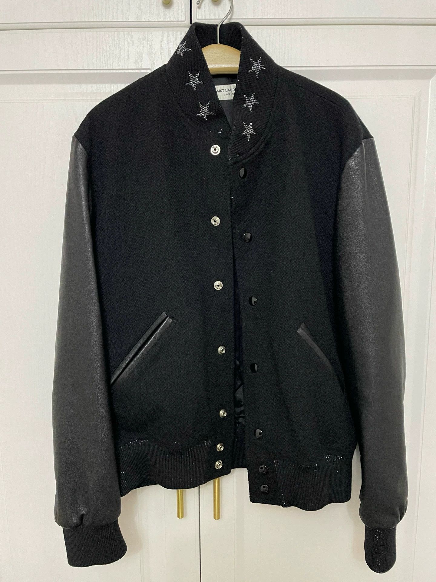 Saint Laurent Paris Saint Laurent Leather Sleeve Baseball Jacket Size US L / EU 52-54 / 3 - 1 Thumbnail
