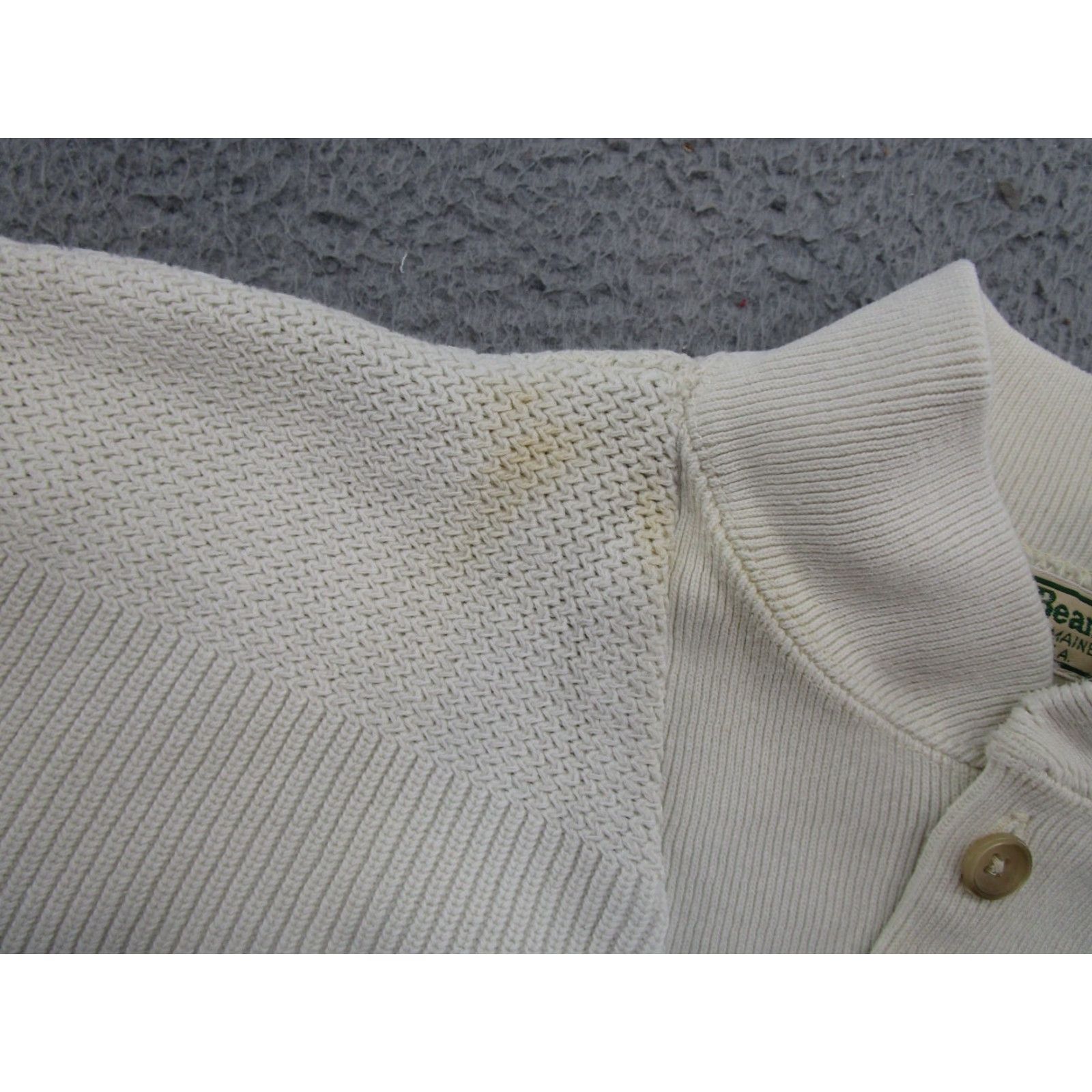 Vintage VTG LL Bean Mens Ivory Henley Heavy Cotton Sweater Pullover USA Made 90s READ Size US L / EU 52-54 / 3 - 4 Thumbnail