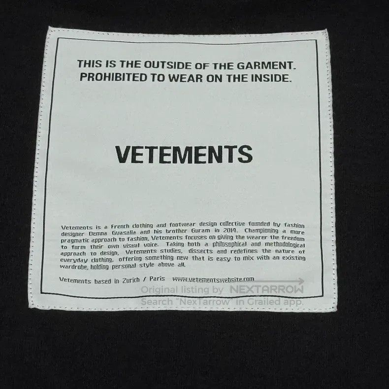 Vetements Vetements Black Cotton Short-sleeve T-shirt Size US XS / EU 42 / 0 - 5 Thumbnail
