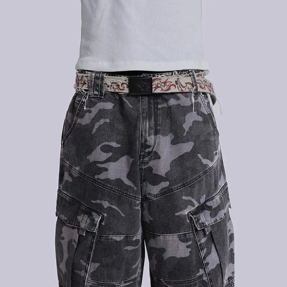 Japanese Brand Retro hip-hop camouflage printed denim shorts Size US 32 / EU 48 - 4 Thumbnail