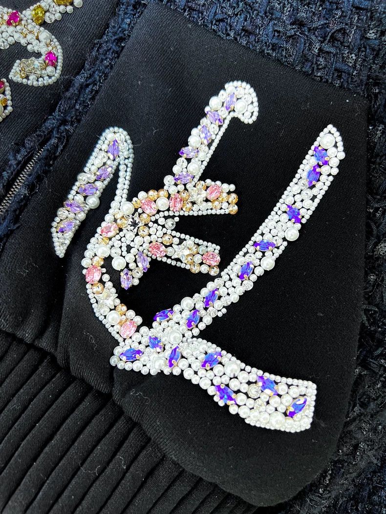 Chanel Chanel Studded bead embroidery letter logo blue tweed jack Size XS / US 0-2 / IT 36-38 - 5 Thumbnail