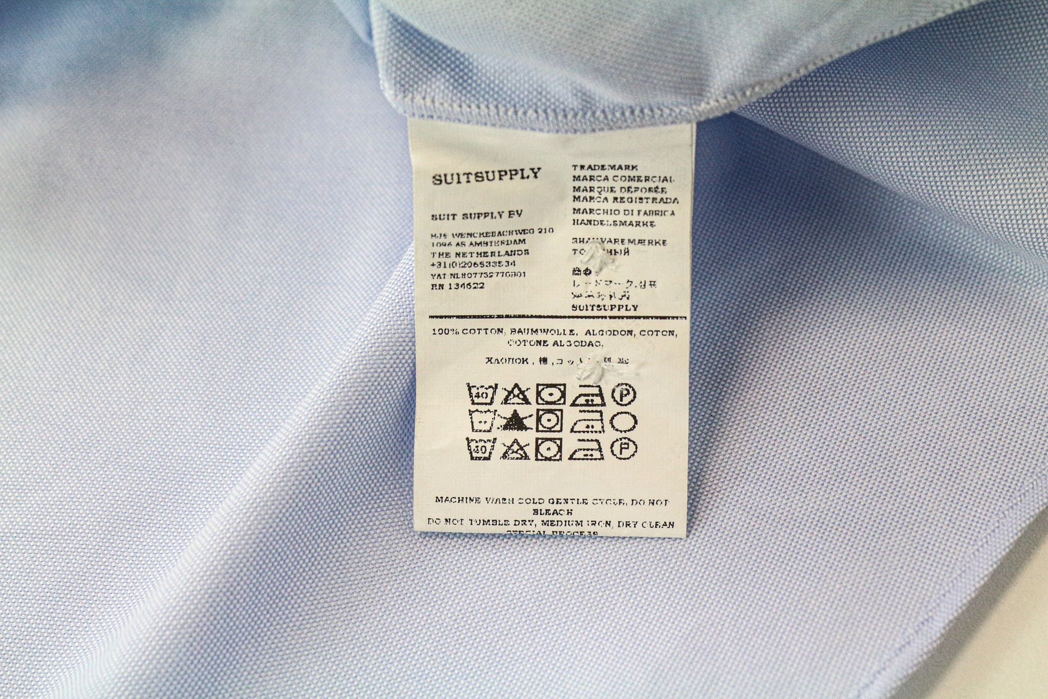 Suitsupply ~XS Slim Blue Cotton Cutaway Shirt 77158 Size US XS / EU 42 / 0 - 5 Thumbnail