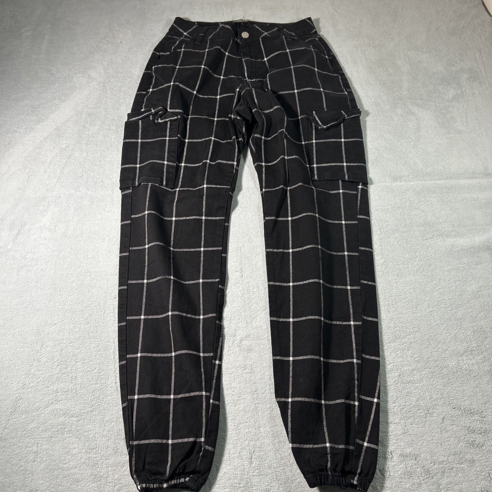 Hot Topic Gothic Emo Checker Cargo Pants Small 28x29 Hamilton Loose Size 28" / US 6 / IT 42 - 2 Thumbnail