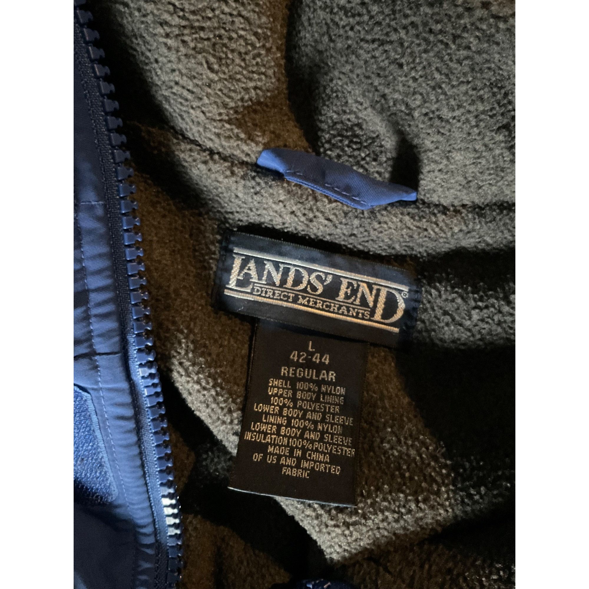 Lands' End Lands' End Mens L 42-44 Jacket Blue Hoodie Fleece Lined ches Size US M / EU 48-50 / 2 - 4 Thumbnail