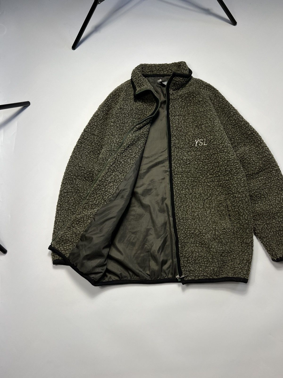 Vintage Very Rare 80s Yves Saint Laurent Fleece Teddy Zip Jacket Size US XL / EU 56 / 4 - 9 Thumbnail