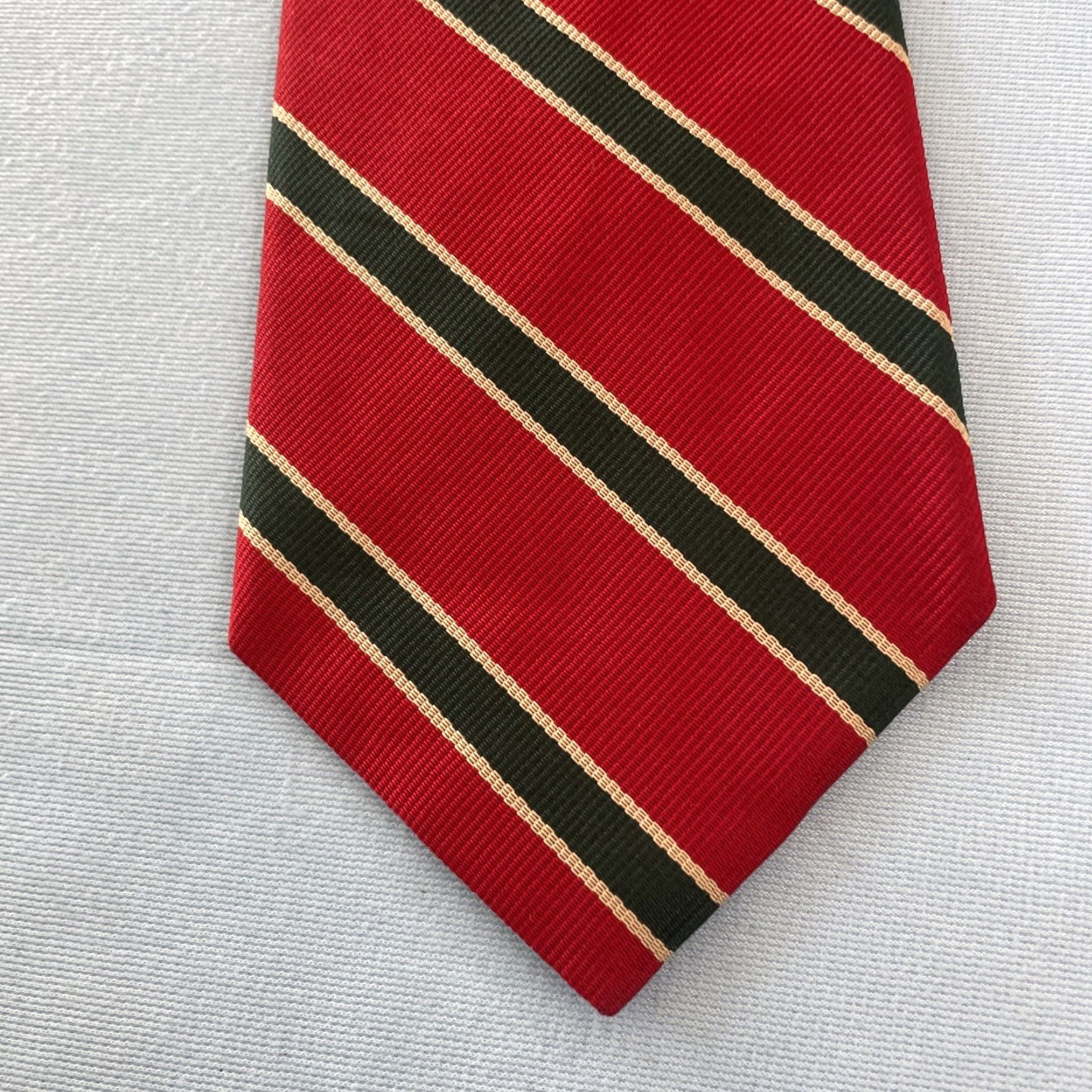 Vintage Aras Tie Repp Stripe Geometric Western Red Green Vintage 80s Necktie Exec 4x58 Size ONE SIZE - 5 Thumbnail