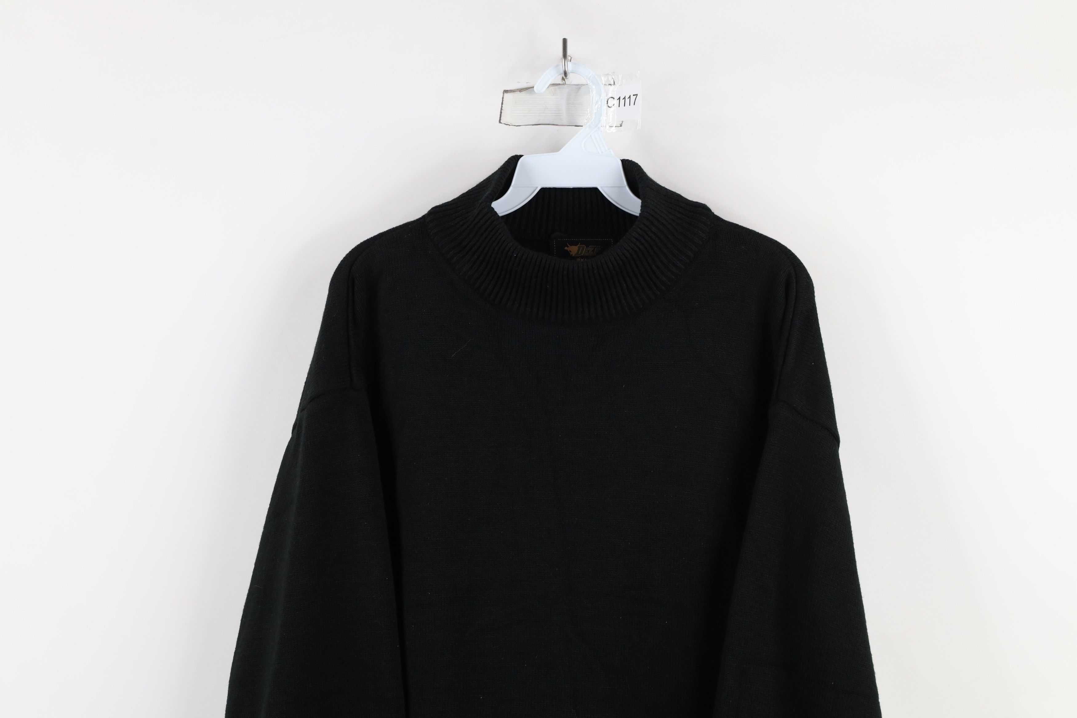 Vintage Vintage 90s Streetwear Baggy Mock Neck Knit Sweater Black Size US XXL / EU 58 / 5 - 2 Thumbnail