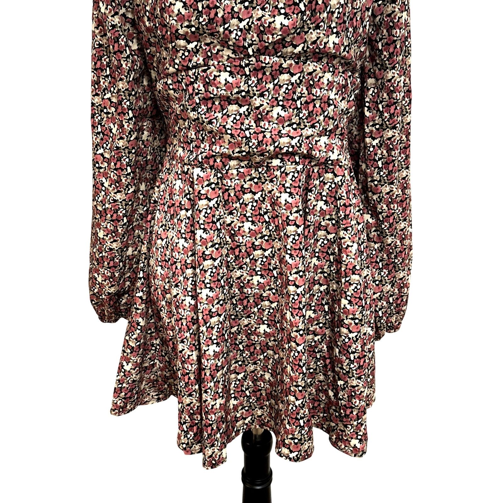 Other Lush Mini Dress Floral Pattern Long Puff Sleeve Multi M NWOT Size M / US 6-8 / IT 42-44 - 4 Thumbnail