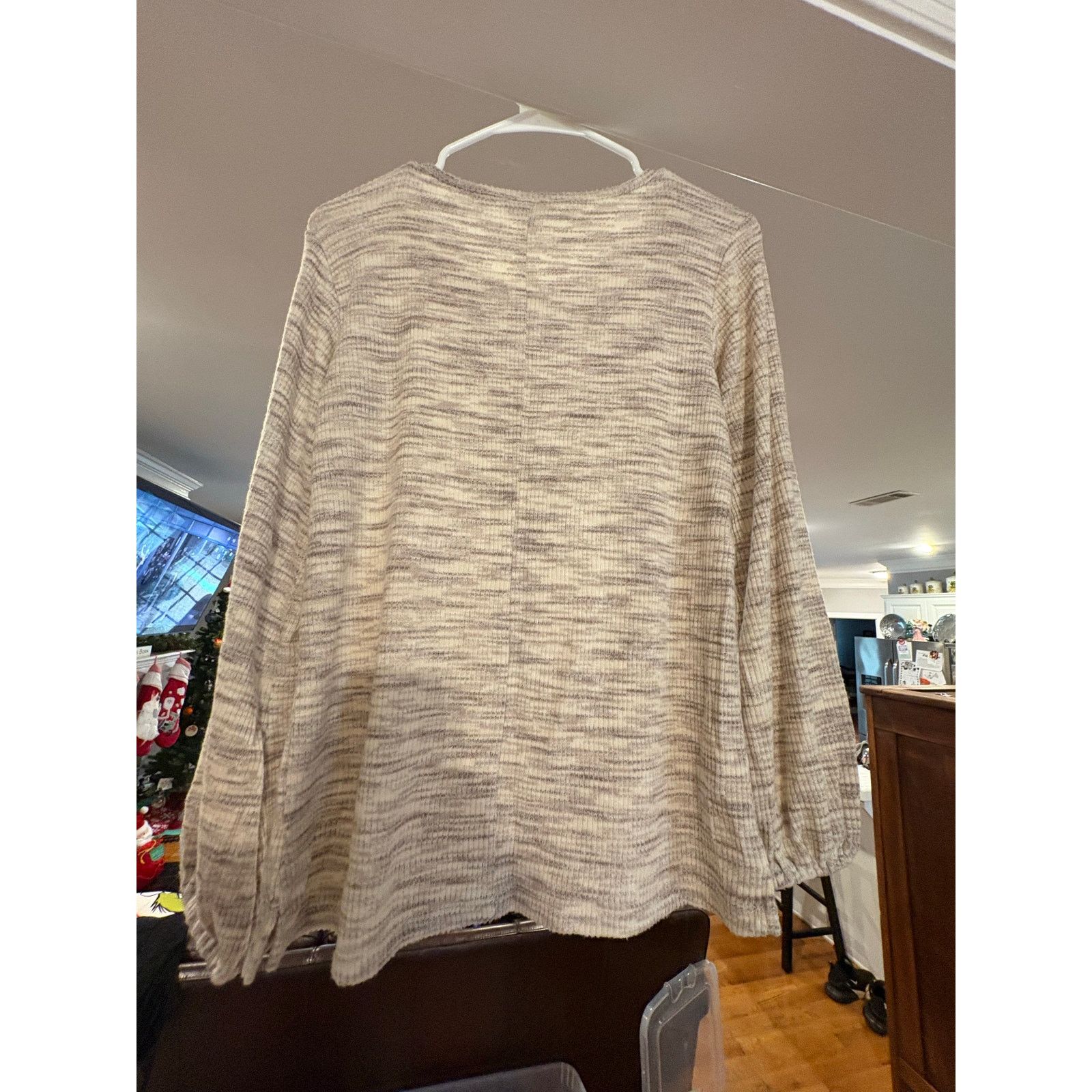 Loft LOFT Outlet Women’s Small Marled Beige Long Sleeve Knit Top Size S / US 4 / IT 40 - 4 Thumbnail
