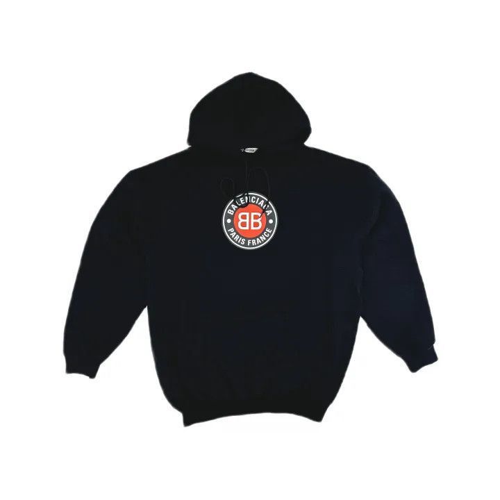 Balenciaga Balenciaga Black Logo Print Hooded Sweatshirt 0079-2507 Size M / US 6-8 / IT 42-44 - 2 Thumbnail