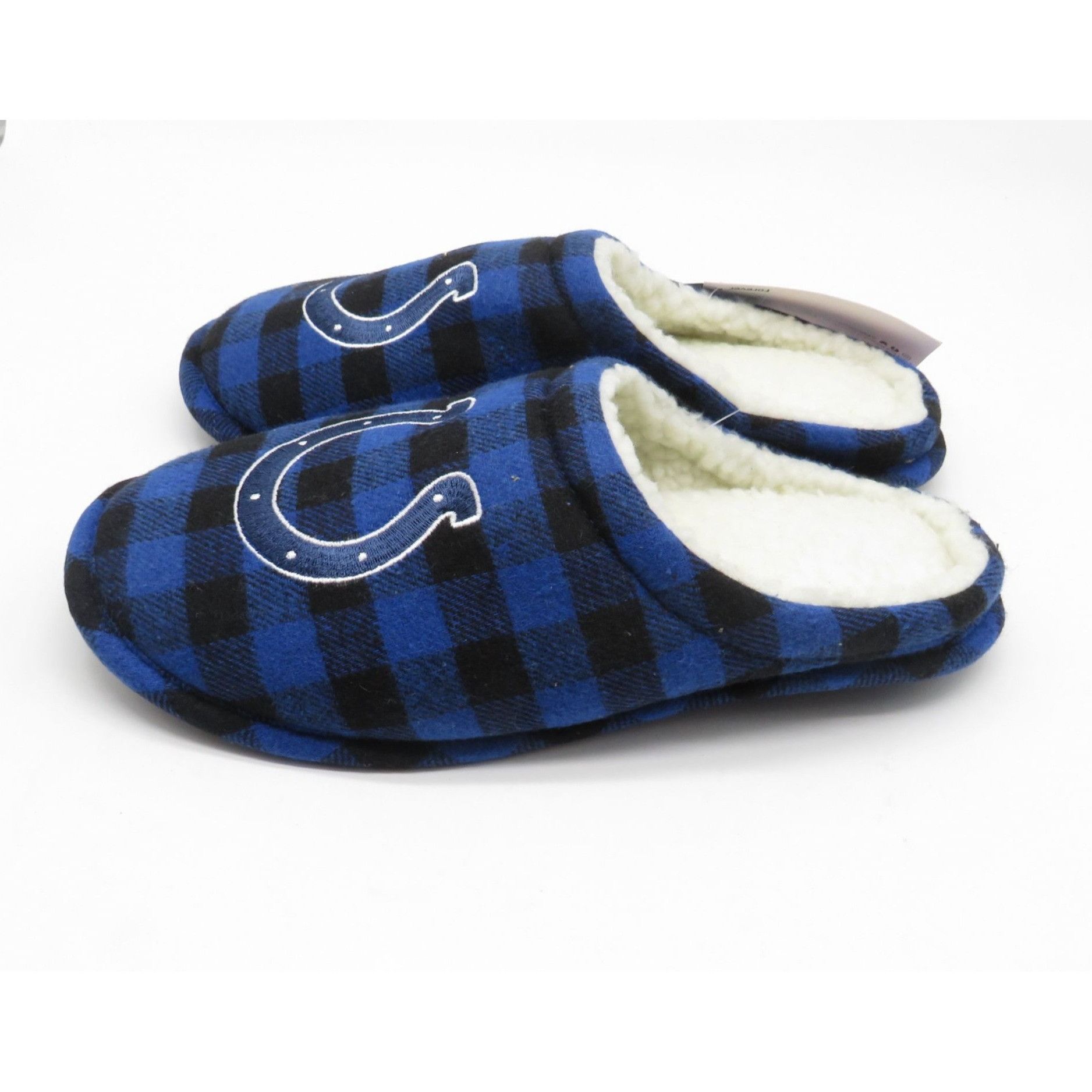 Other Indianapolis Colts Blue Black Checkered Fleece Slippers Whit Size US 7 / EU 40 - 2 Thumbnail