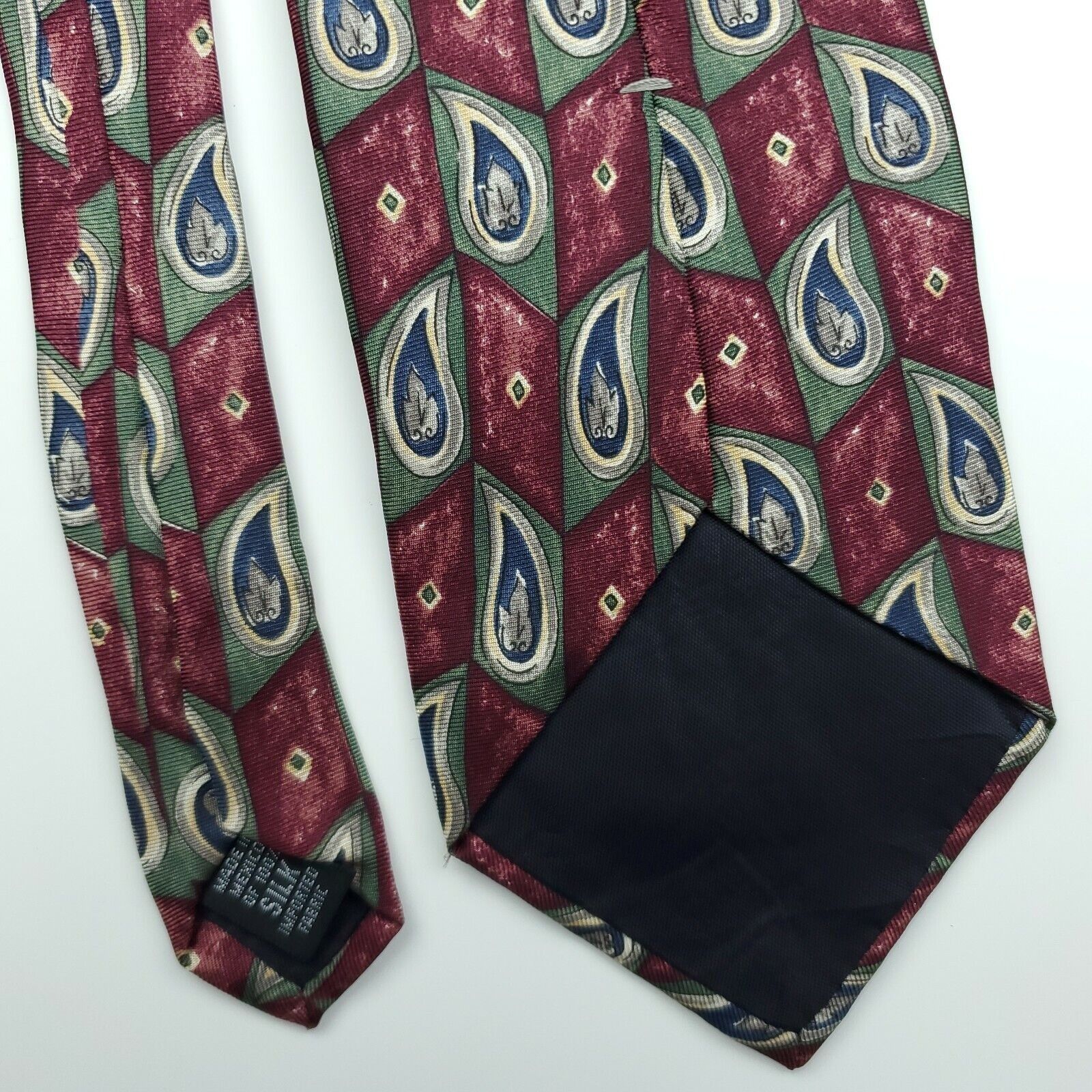 Bill Blass Bill Blass Red Geometric Paisley Silk Tie Classic Size ONE SIZE - 5 Thumbnail