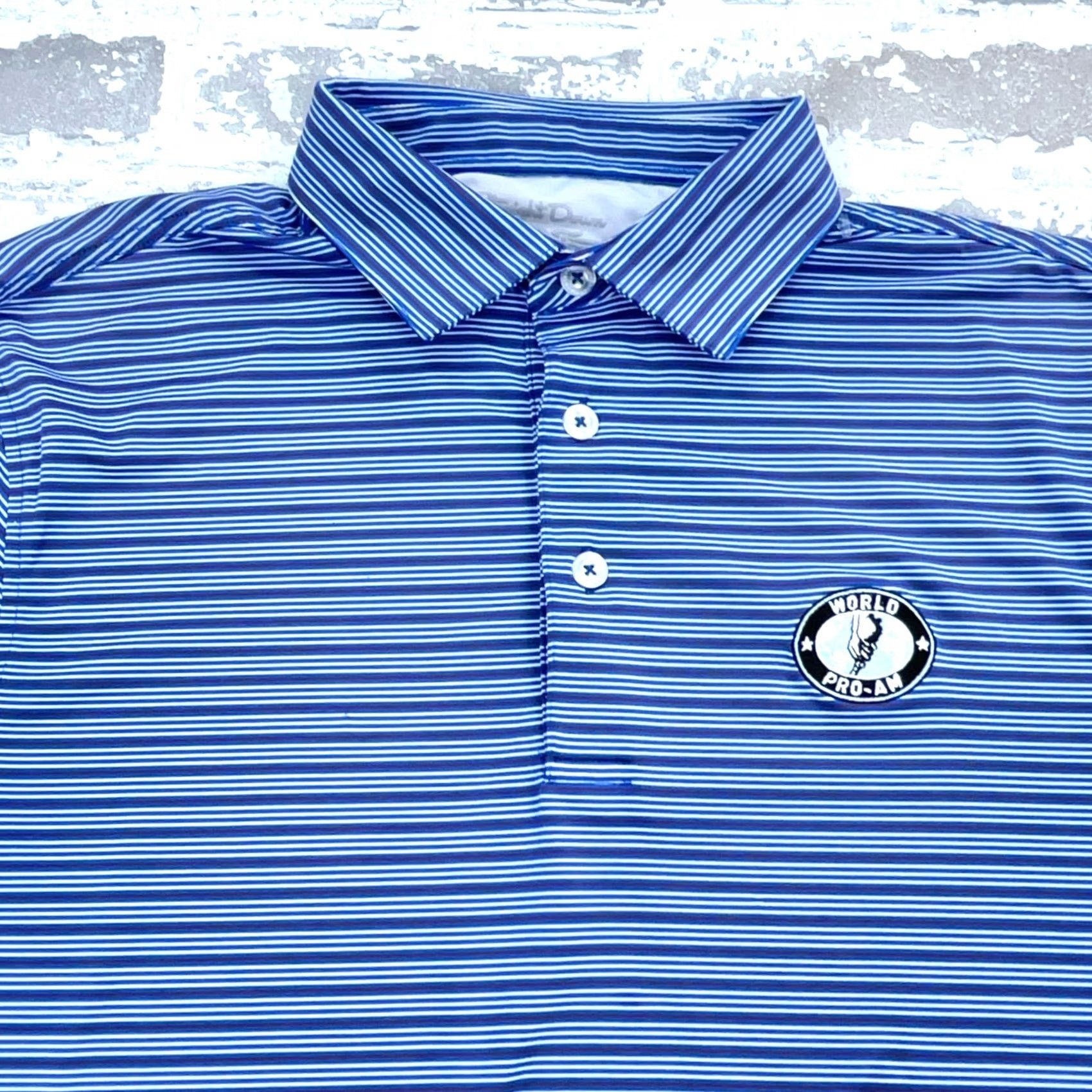 Vintage Straight Down Polo Shirt Men M Blue Striped Performance Golf Size US M / EU 48-50 / 2 - 2 Thumbnail