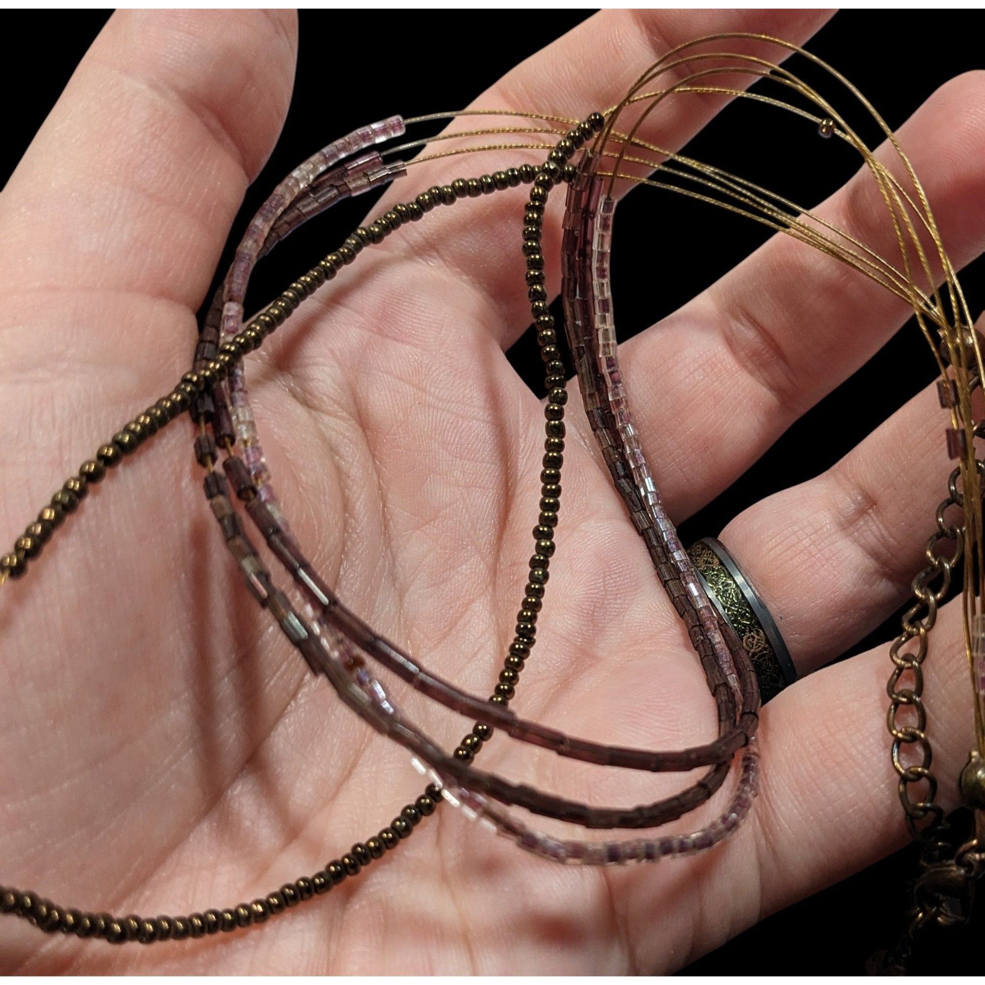 Other Simple Layered Brown And Purple Glass Beaded Necklace Size ONE SIZE - 5 Thumbnail