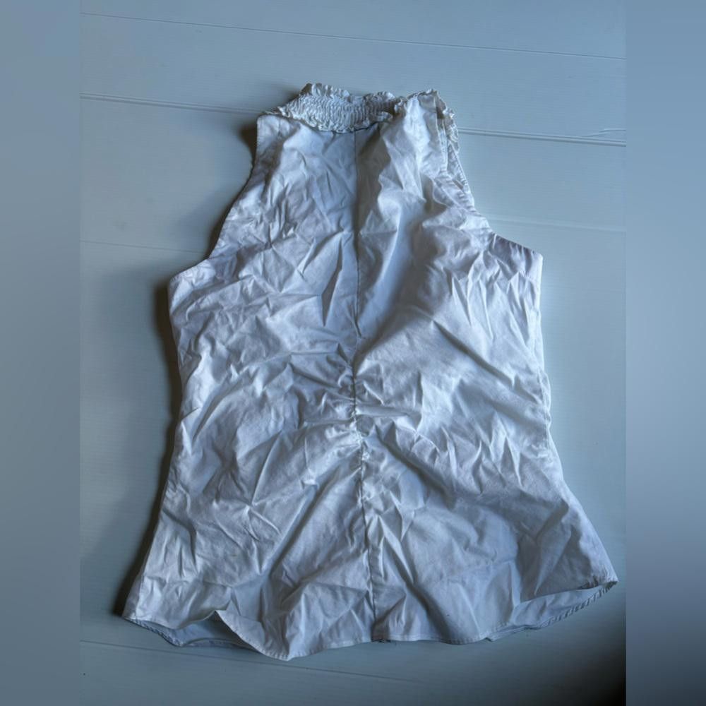 Designer Joseph Ribkoff Ruffle White Blouse Size L / US 10 / IT 46 - 2 Thumbnail
