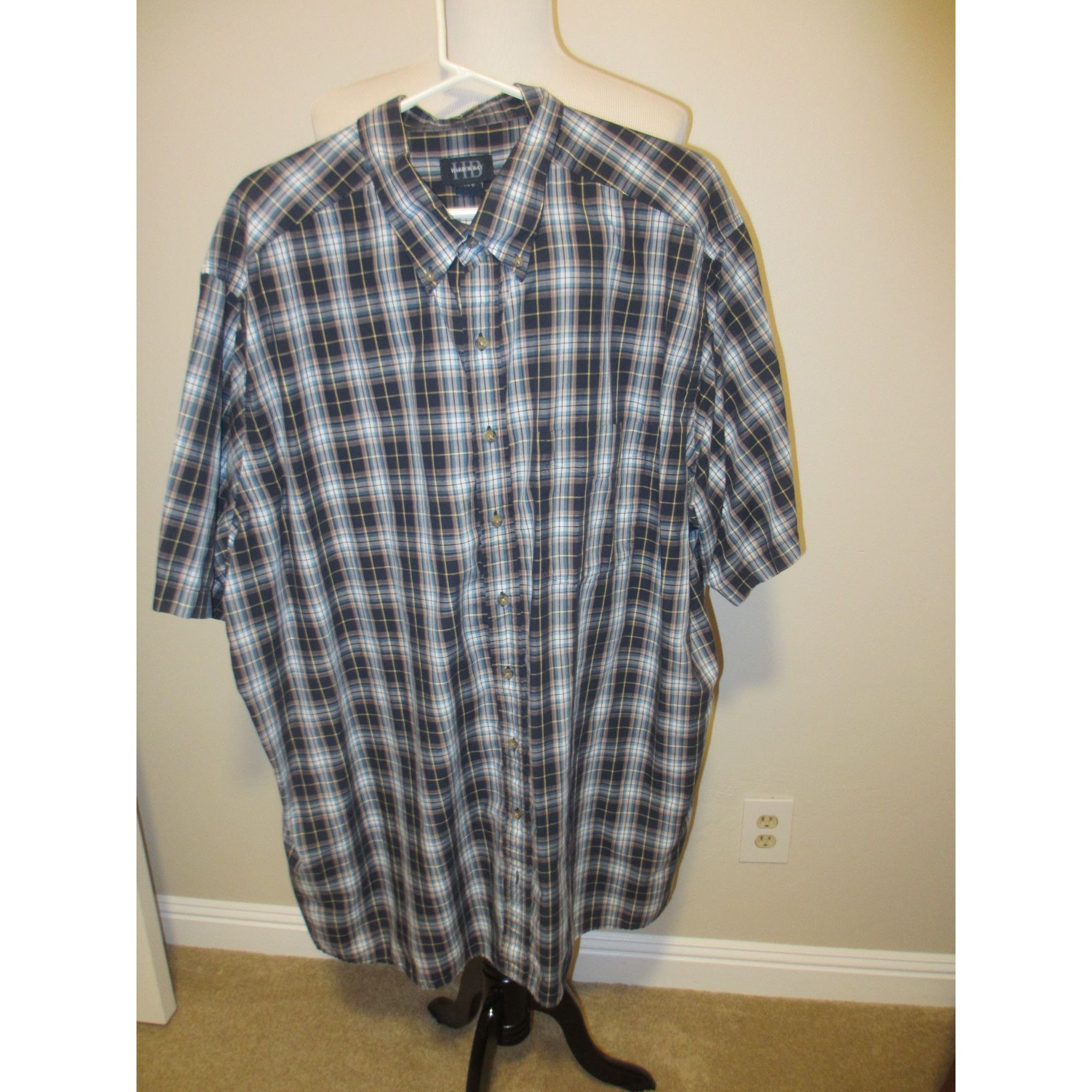 Other Harbor Bay Mens 3XLT Button-Up Plaid Short Sleeve Shirt Navy Size US XXL / EU 58 / 5 - 1 Thumbnail