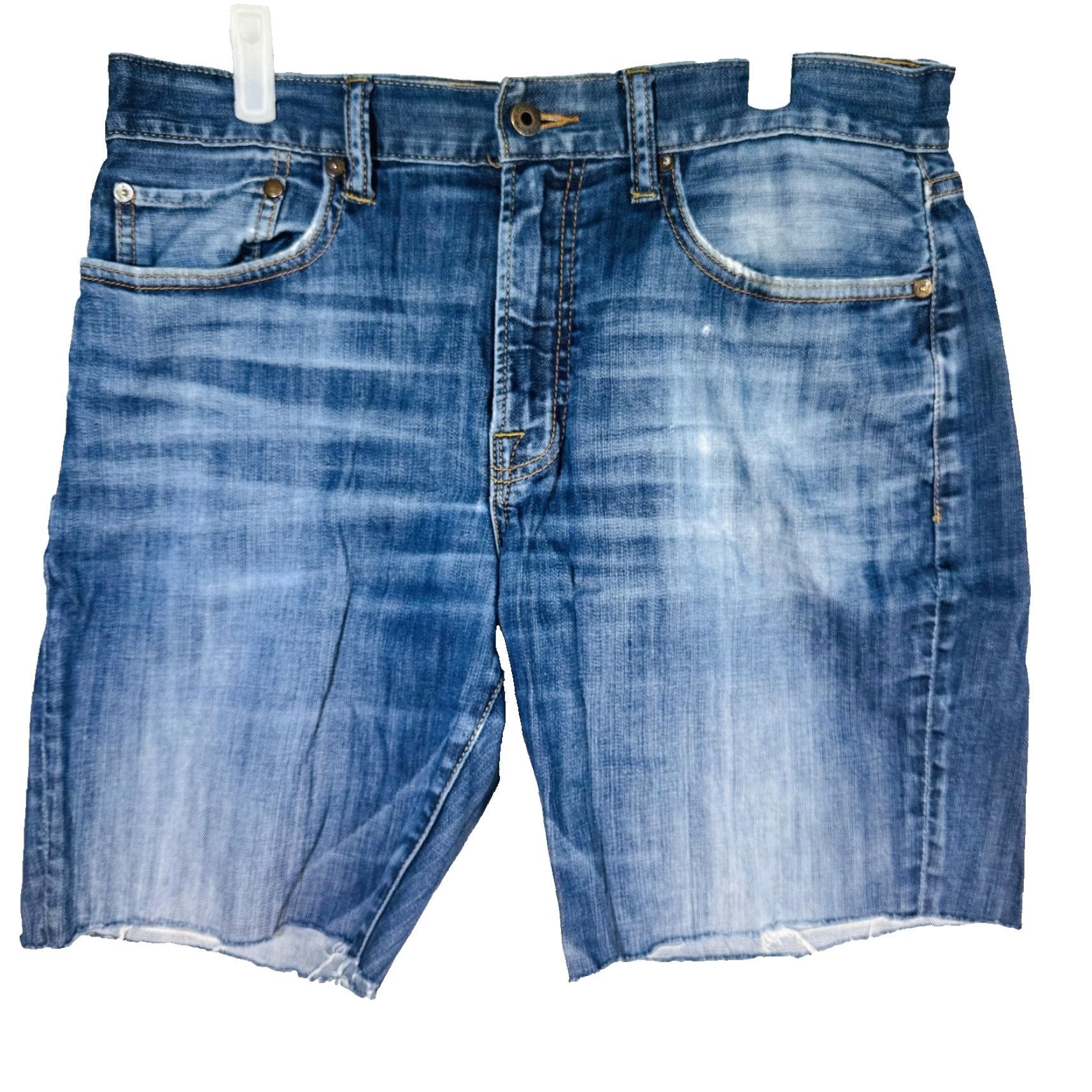 Lucky Brand Lucky Brand Bermuda Shorts Mens 34 Blue Slim Distressed Raw Hem Denim Pocket Pockets Casual Summer USA 121 Heritage Slim Mens Size US 34 / EU 50 - 2 Thumbnail