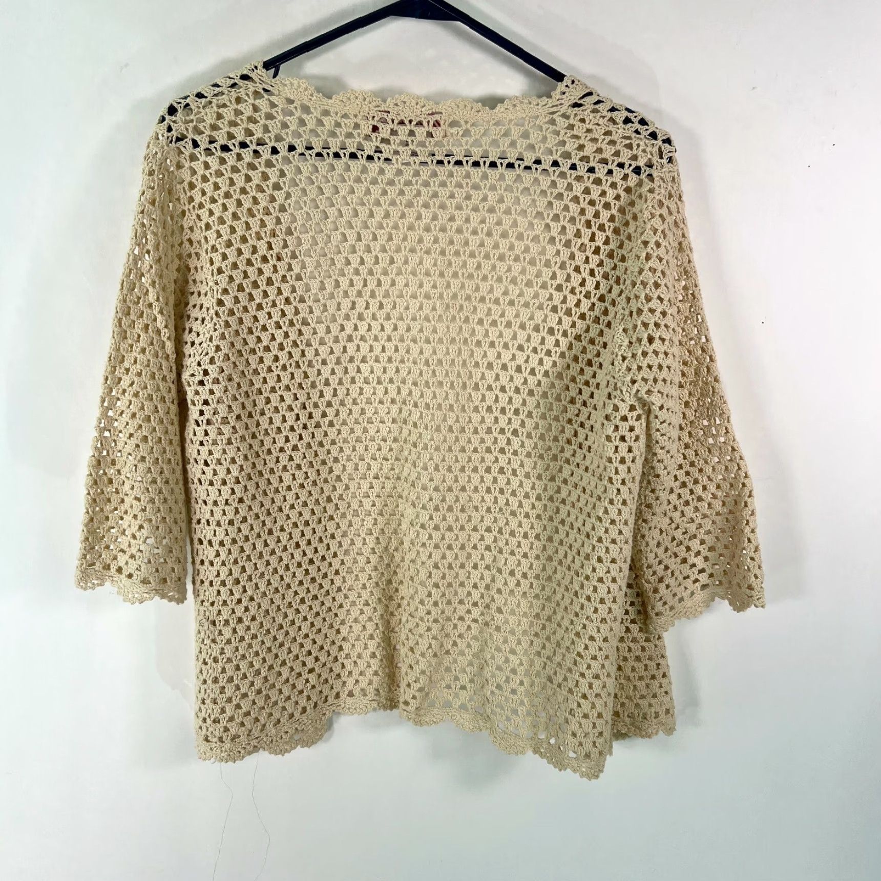 Jim Thompson Norm Thompson Womens Cardigan Sweater Open Knit 3/4 Sleeve Cream Size S Size S / US 4 / IT 40 - 2 Thumbnail