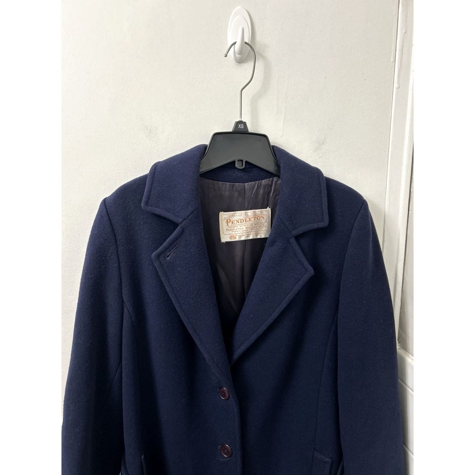 Pendleton VTG Pendleton Coat Long Trench Navy Wool Belted 100% Wool Made in USA Womens 12 Size XL / US 12-14 / IT 48-50 - 2 Thumbnail