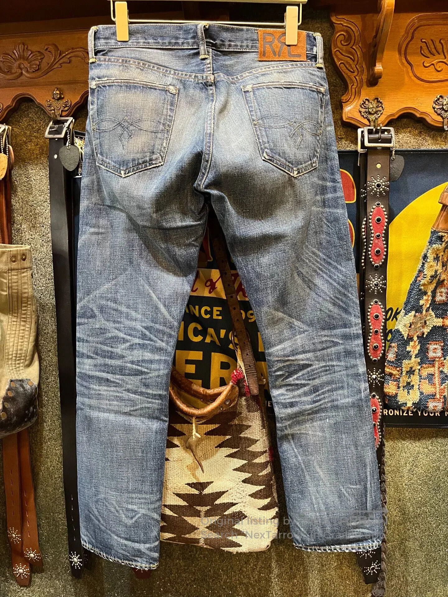 RRL Ralph Lauren distressed blue denim jeans by rrl. Size US 30 / EU 46 - 2 Thumbnail