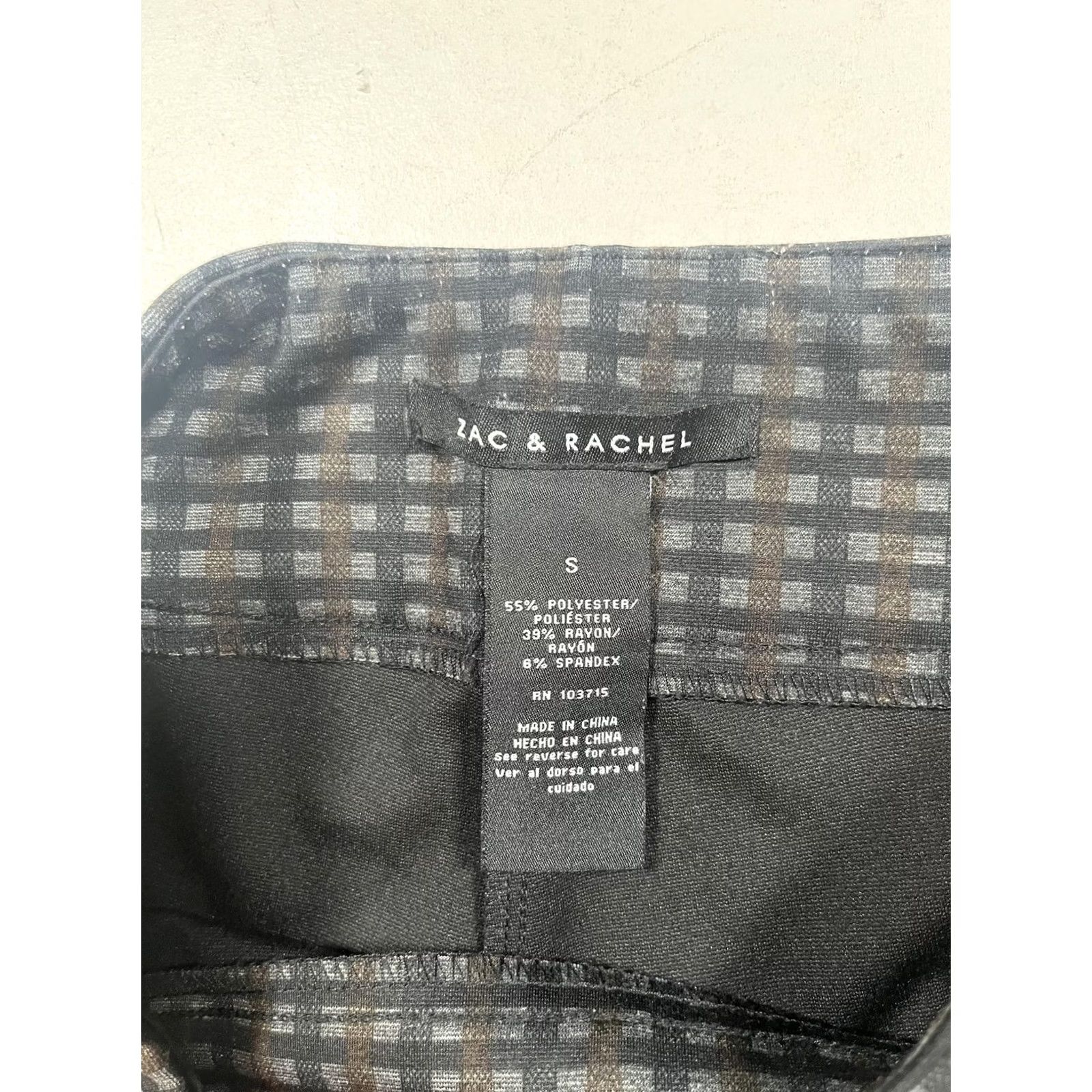 Vintage Zac & Rachel Pants Womens Small Gray Check Plaid Stretch Pull On Ankle Size 28" / US 6 / IT 42 - 3 Thumbnail