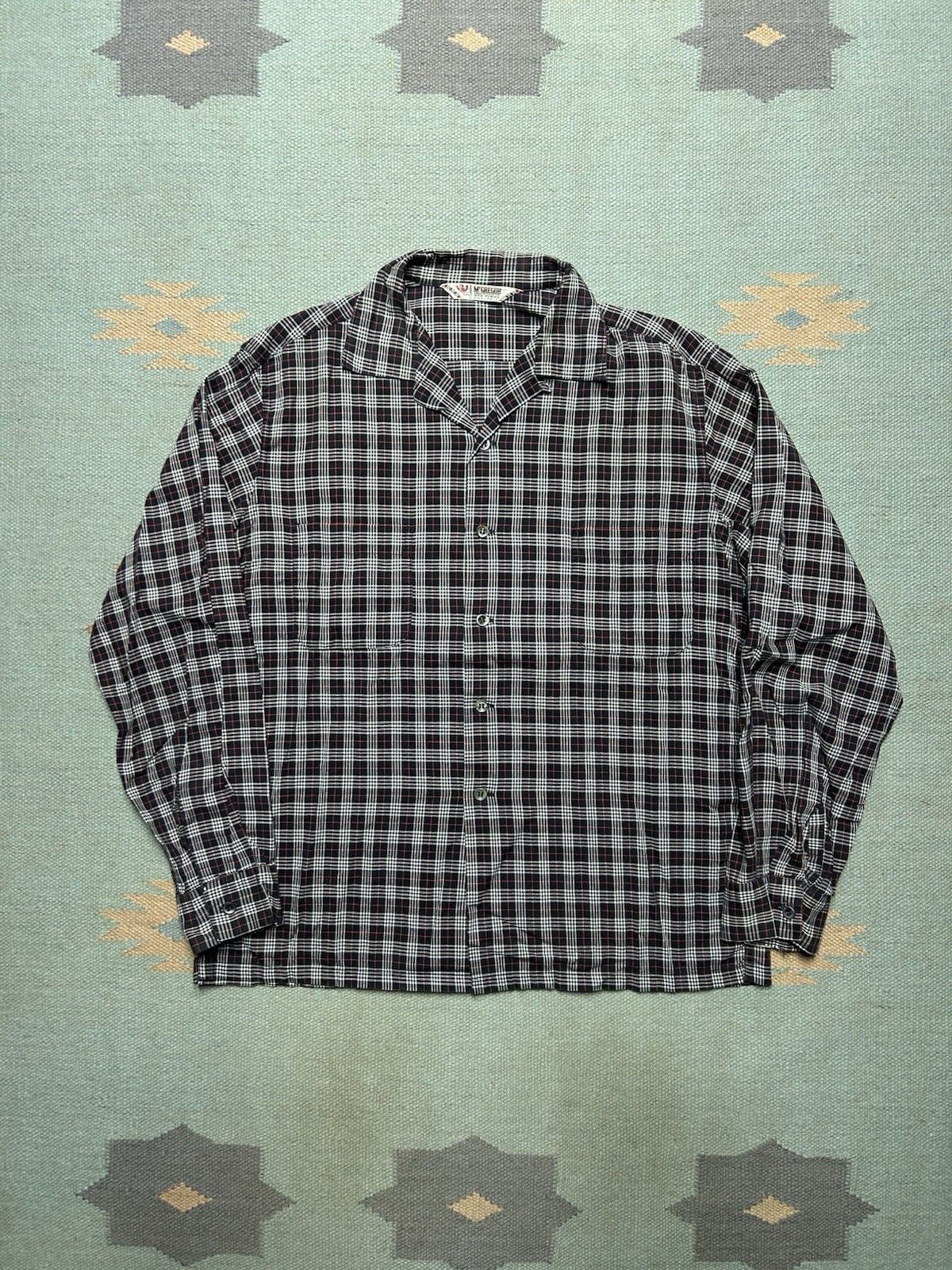 Vintage VTG 1950s button shirt loop collar rayon plaid Mcgregor M Size US M / EU 48-50 / 2 - 1 Thumbnail