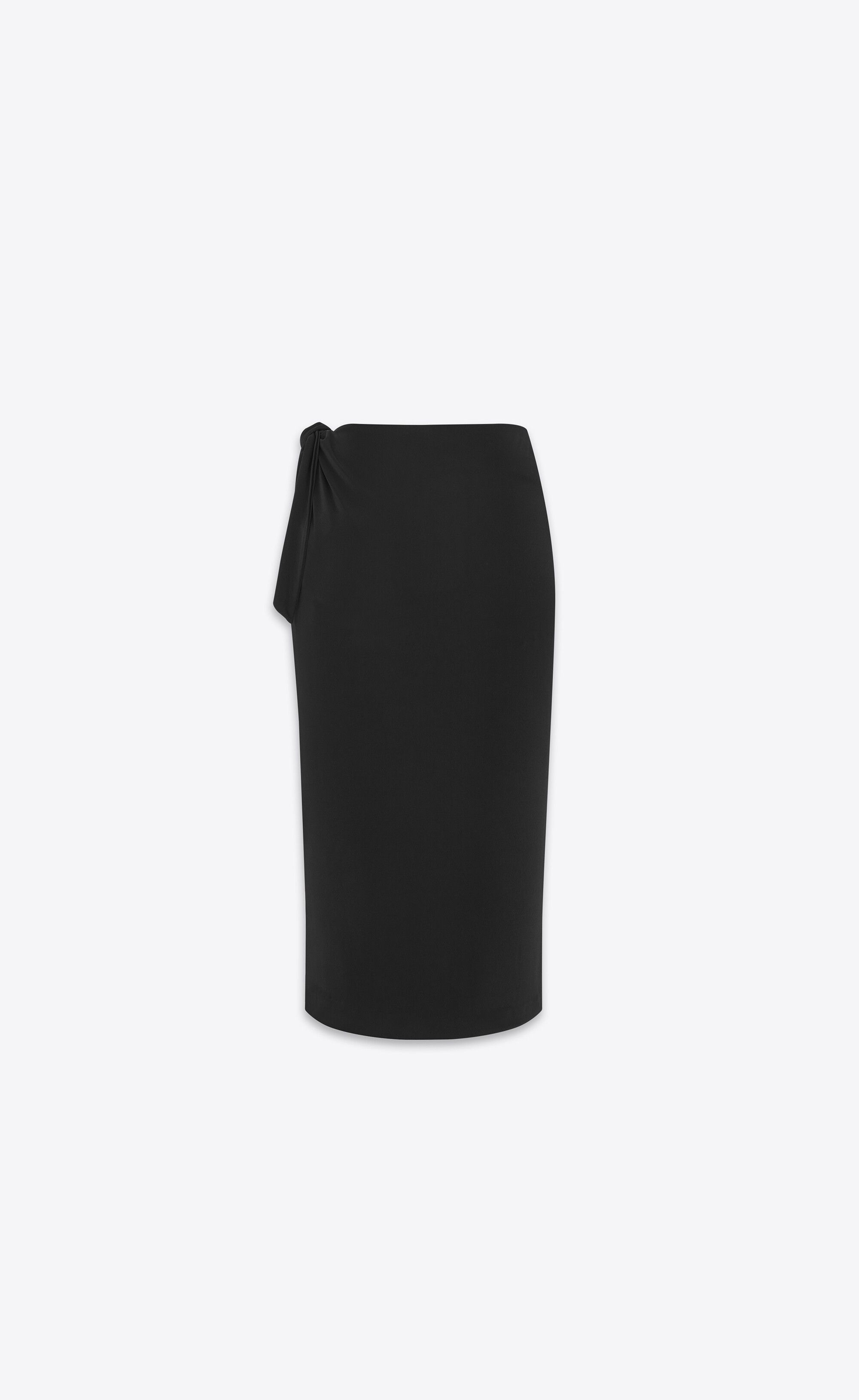 Saint Laurent Paris o1bcso1str0426 Warp Pencil Skirt In Shiny Jersey in Black Size 26" / US 2 / IT 38 - 2 Thumbnail